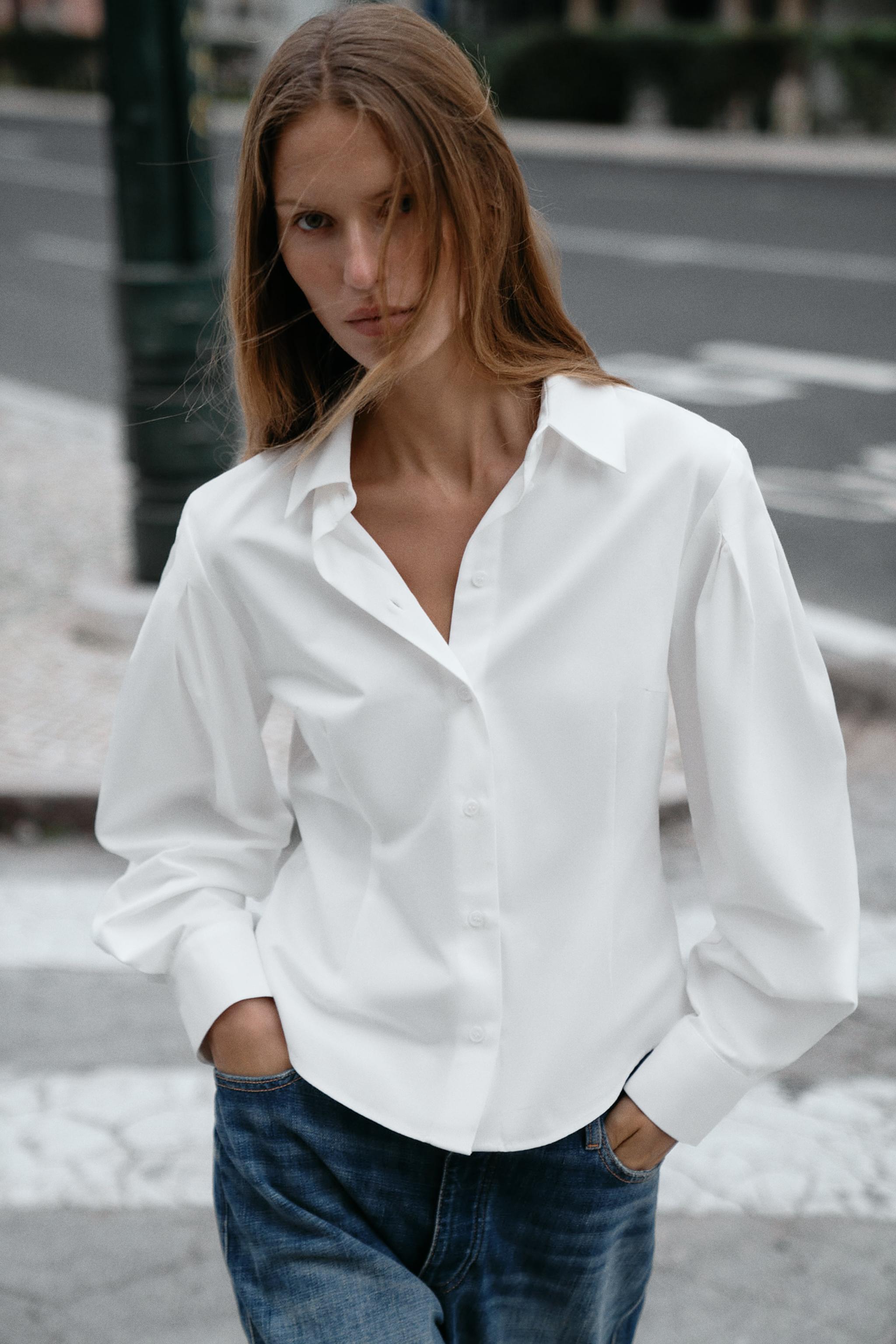 Рубашка с плиссированными рукавами — ZARA