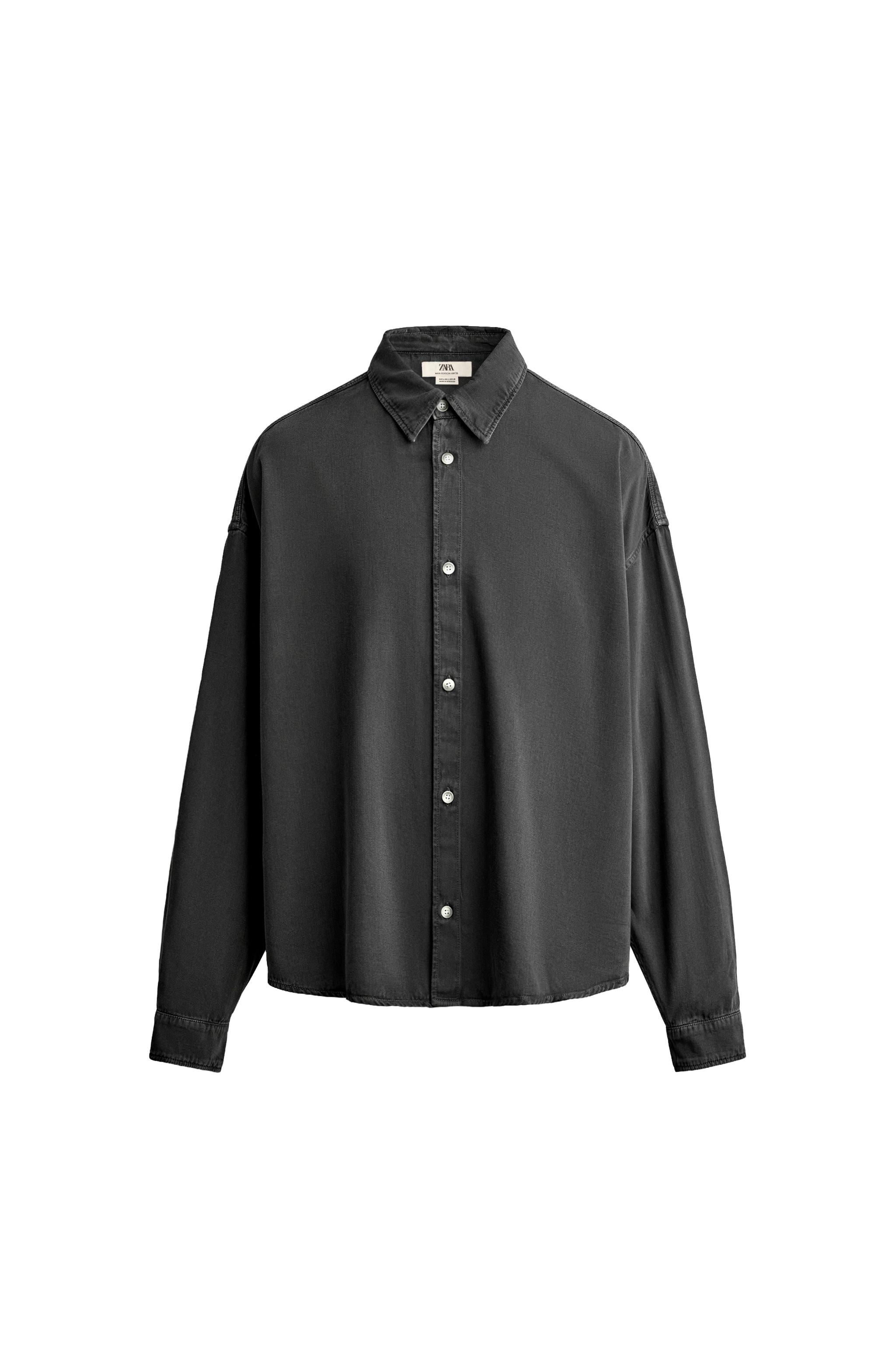 Рубашка прямого кроя из хлопка и лиоцелла — ZARA