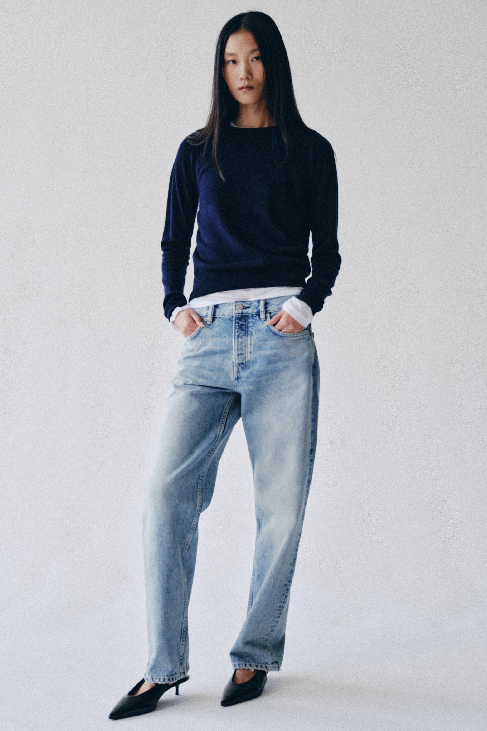Джинсы ZW COLLECTION со средней посадкой и прямыми штанинами — ZARA