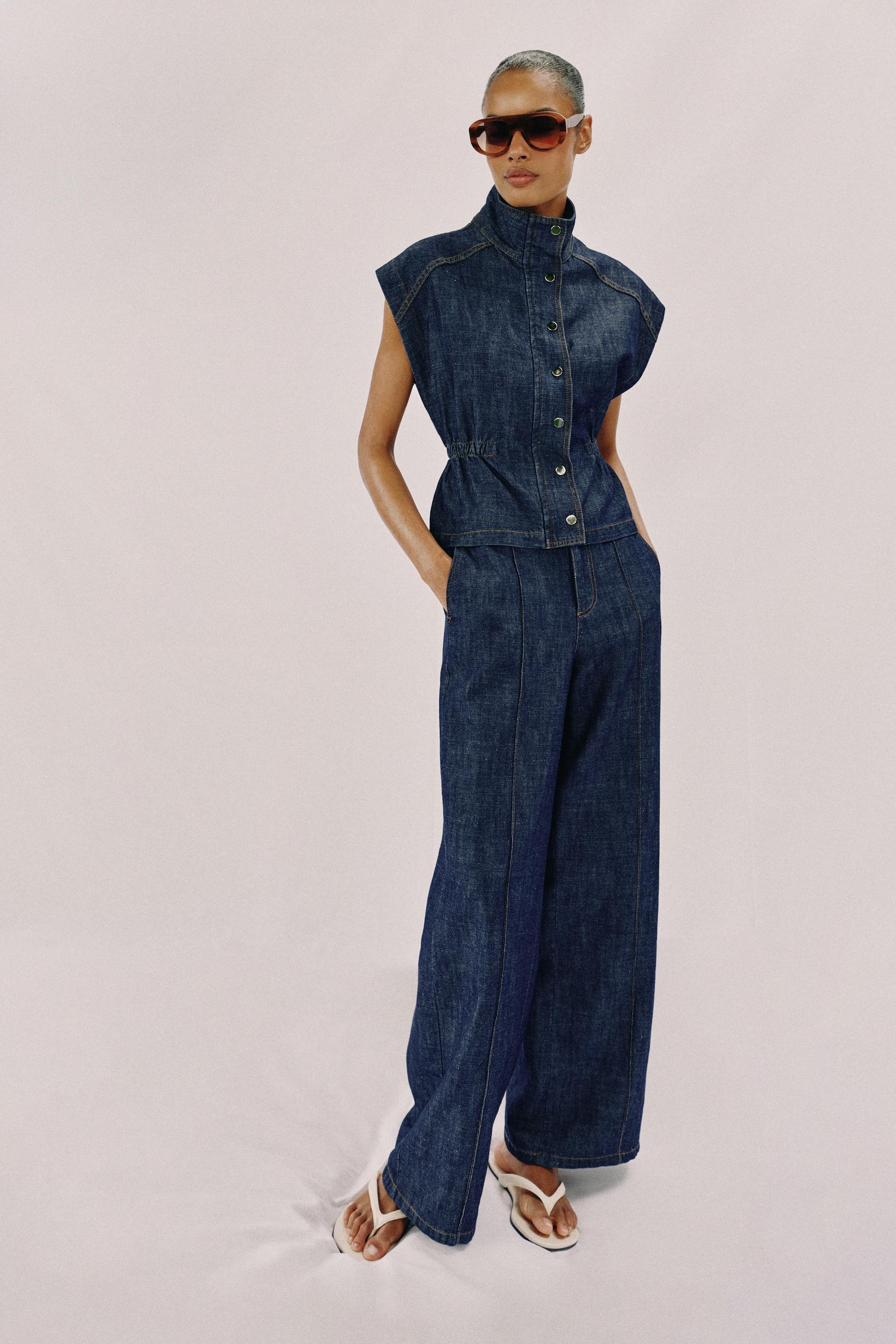 Брюки с прямыми штанинами из смесового льна — ZARA