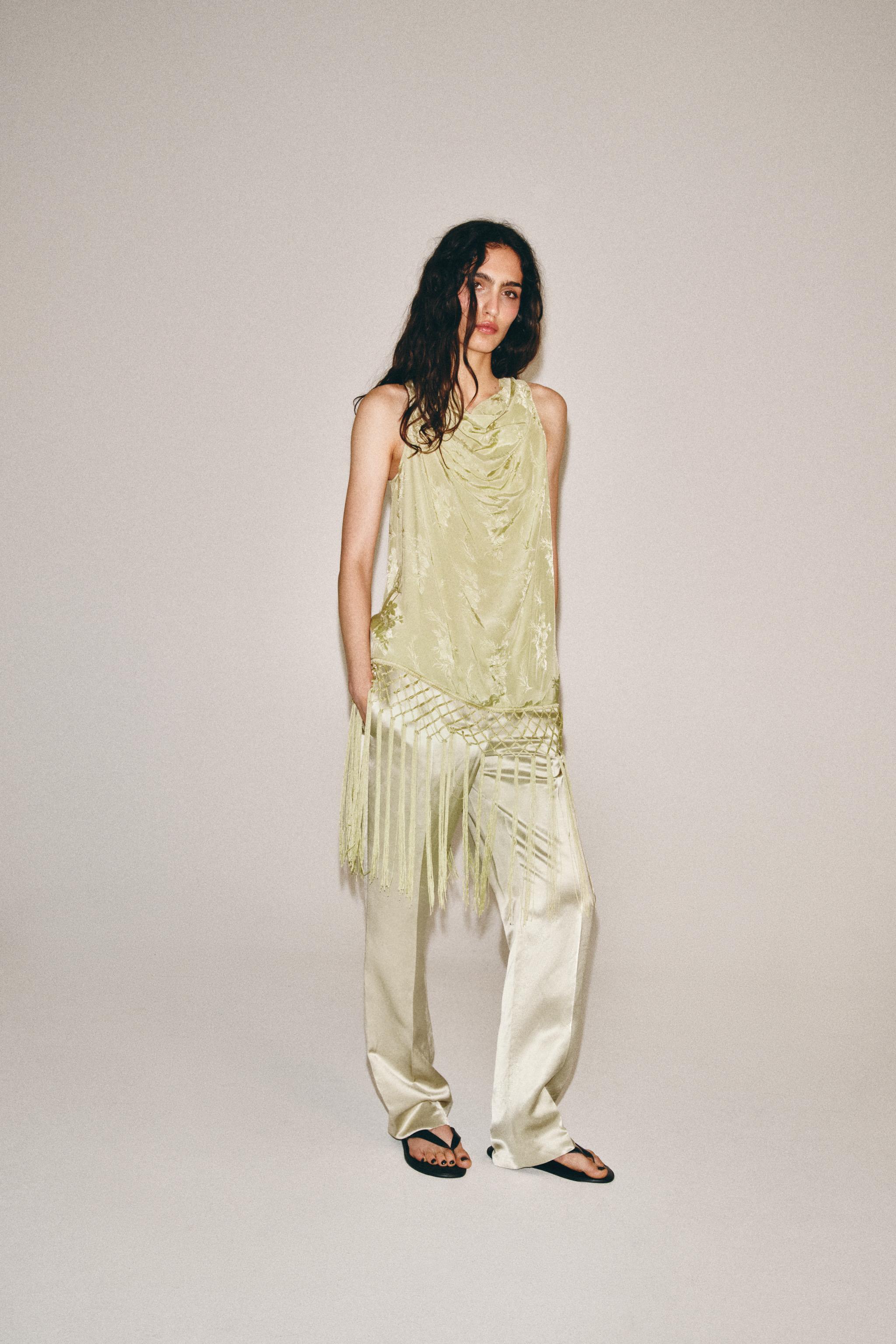 Брюки ZW COLLECTION с прямыми штанинами из смесового льна — ZARA