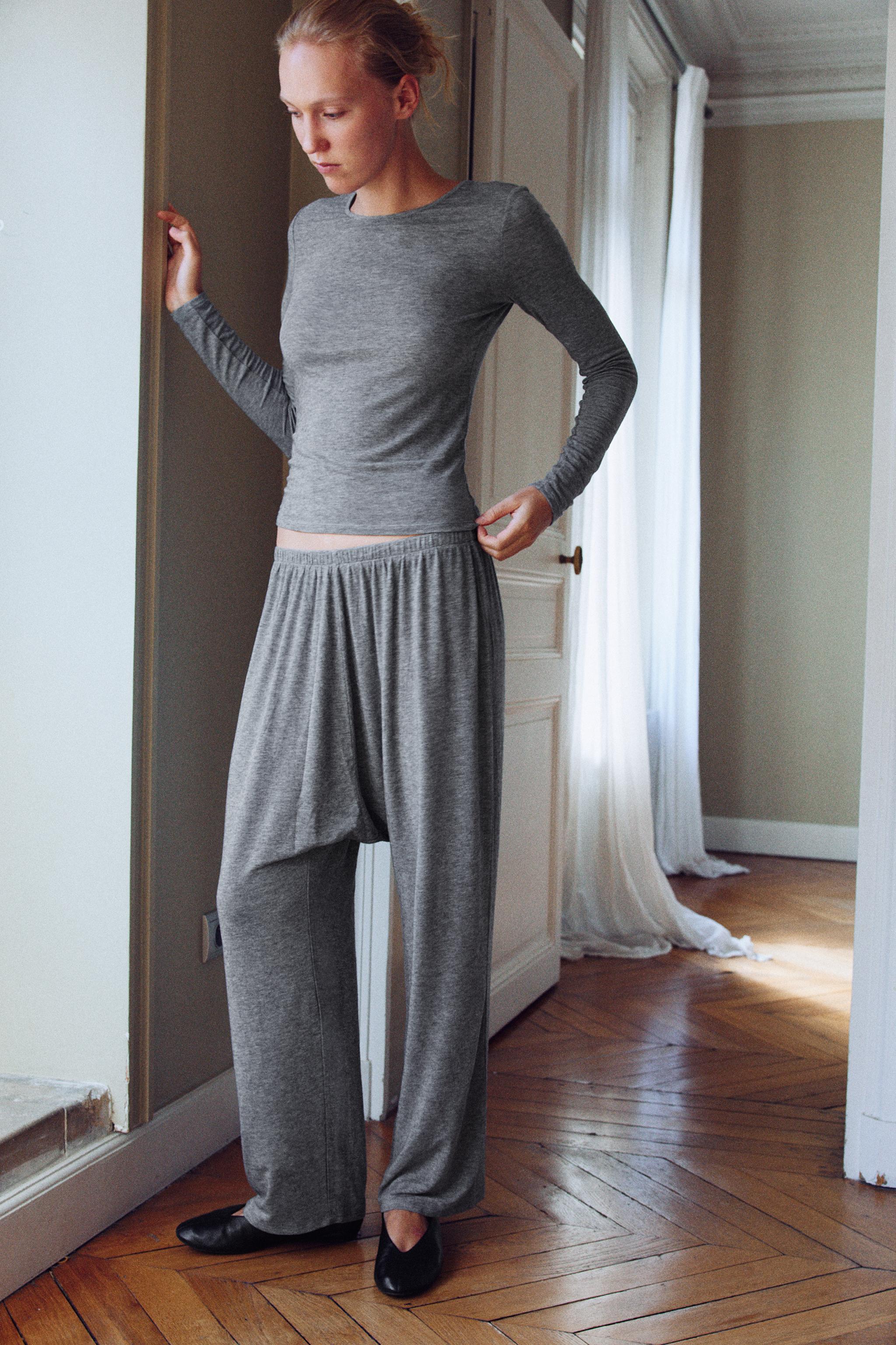 Широкие брюки из смесовой шерсти вязаной фактуры — ZARA