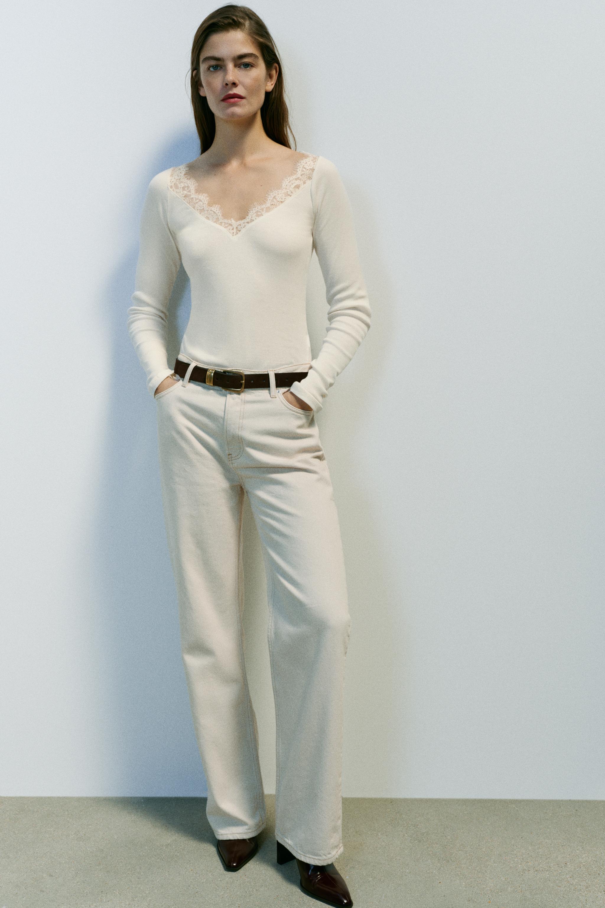 КОМБИНИРОВАННАЯ ФУТБОЛКА В РУБЧИК — ZARA