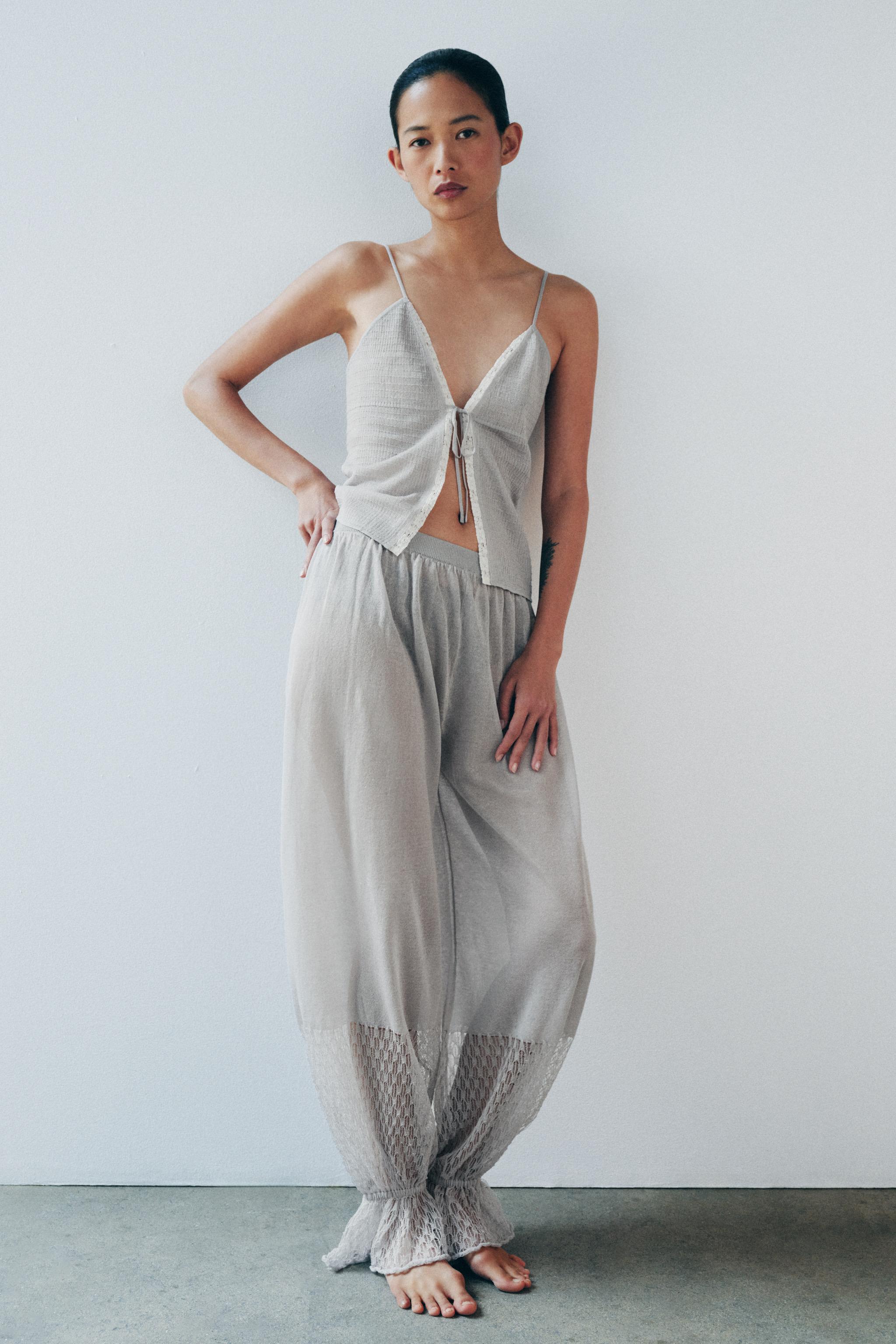 ТРИКОТАЖНЫЕ БРЮКИ-ШАРОВАРЫ С ОБОРКАМИ — ZARA