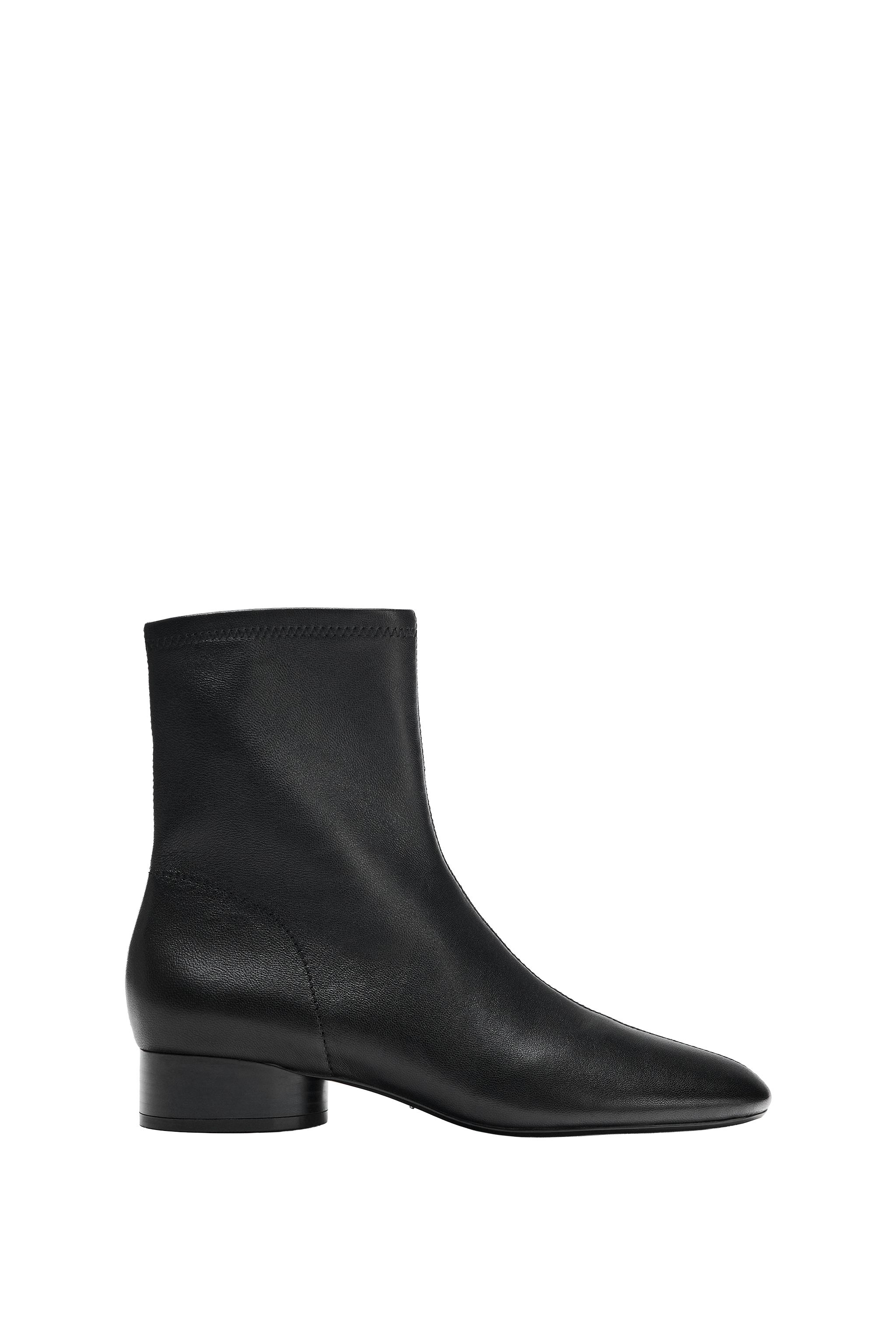 Кожаные ботильоны длиной до щиколотки — ZARA