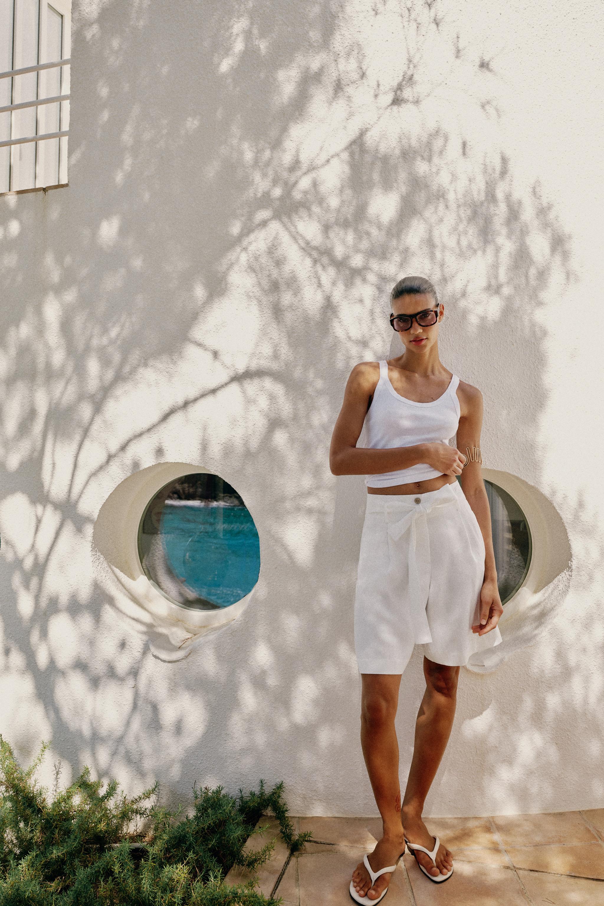 Бермуды с завязками на поясе — ZARA