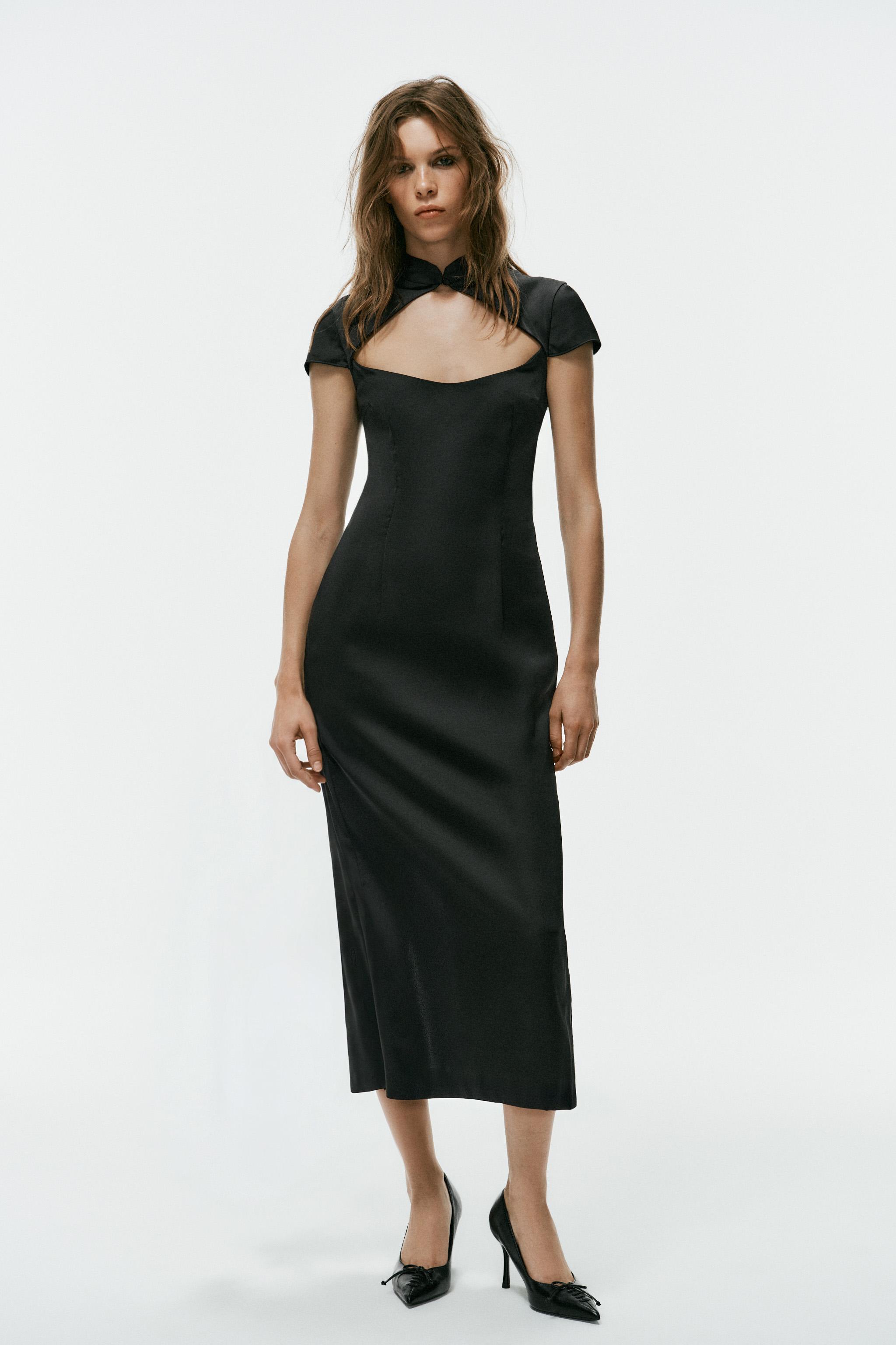 SATIN OPENING midi dress — ZARA
