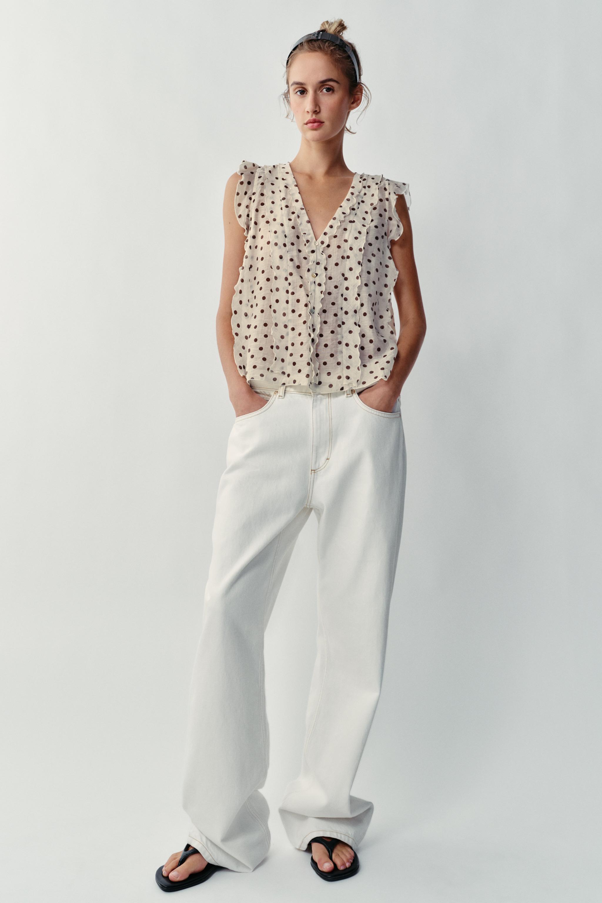 БЛУЗА В ГОРОШЕК С ВОЛАНАМИ — ZARA