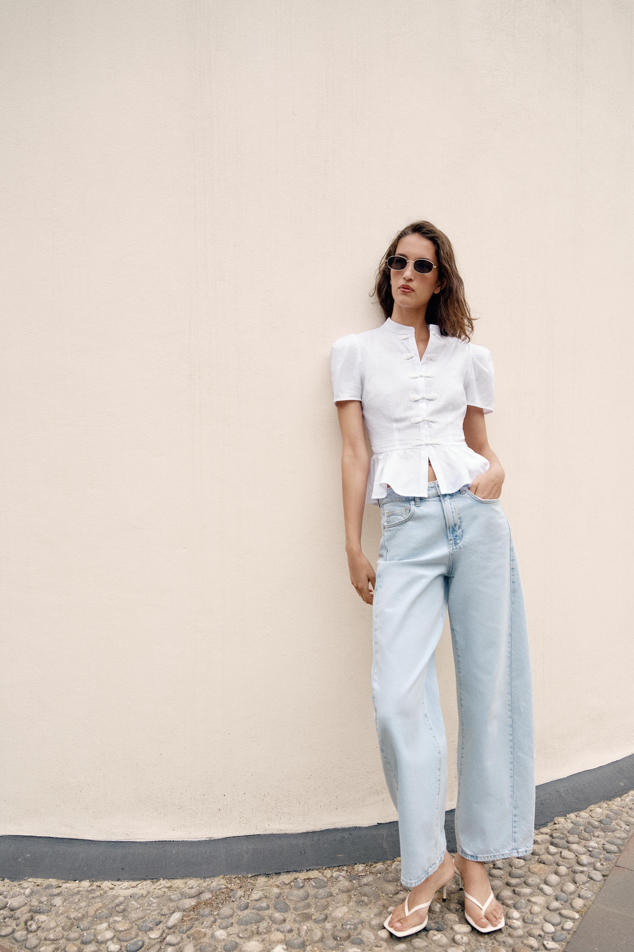 РУБАШКА С ДЕКОРАТИВНЫМИ ПЕТЛЯМИ И БАСКОЙ — ZARA