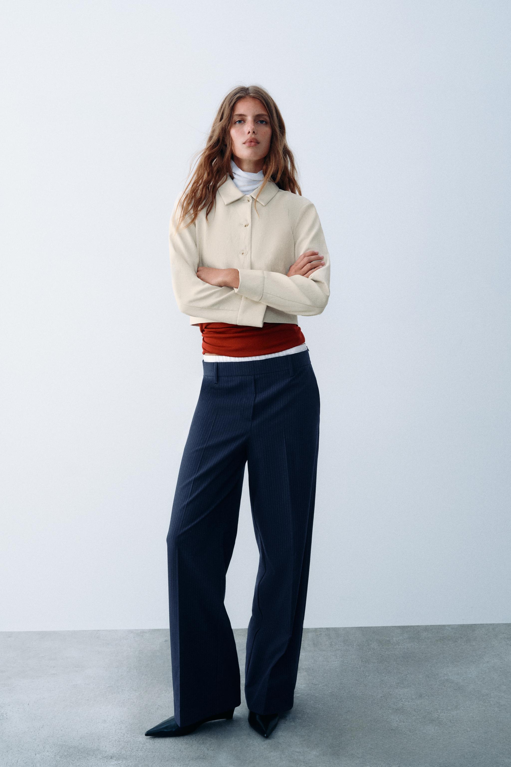Брюки с широкими штанинами и двойным поясом — ZARA