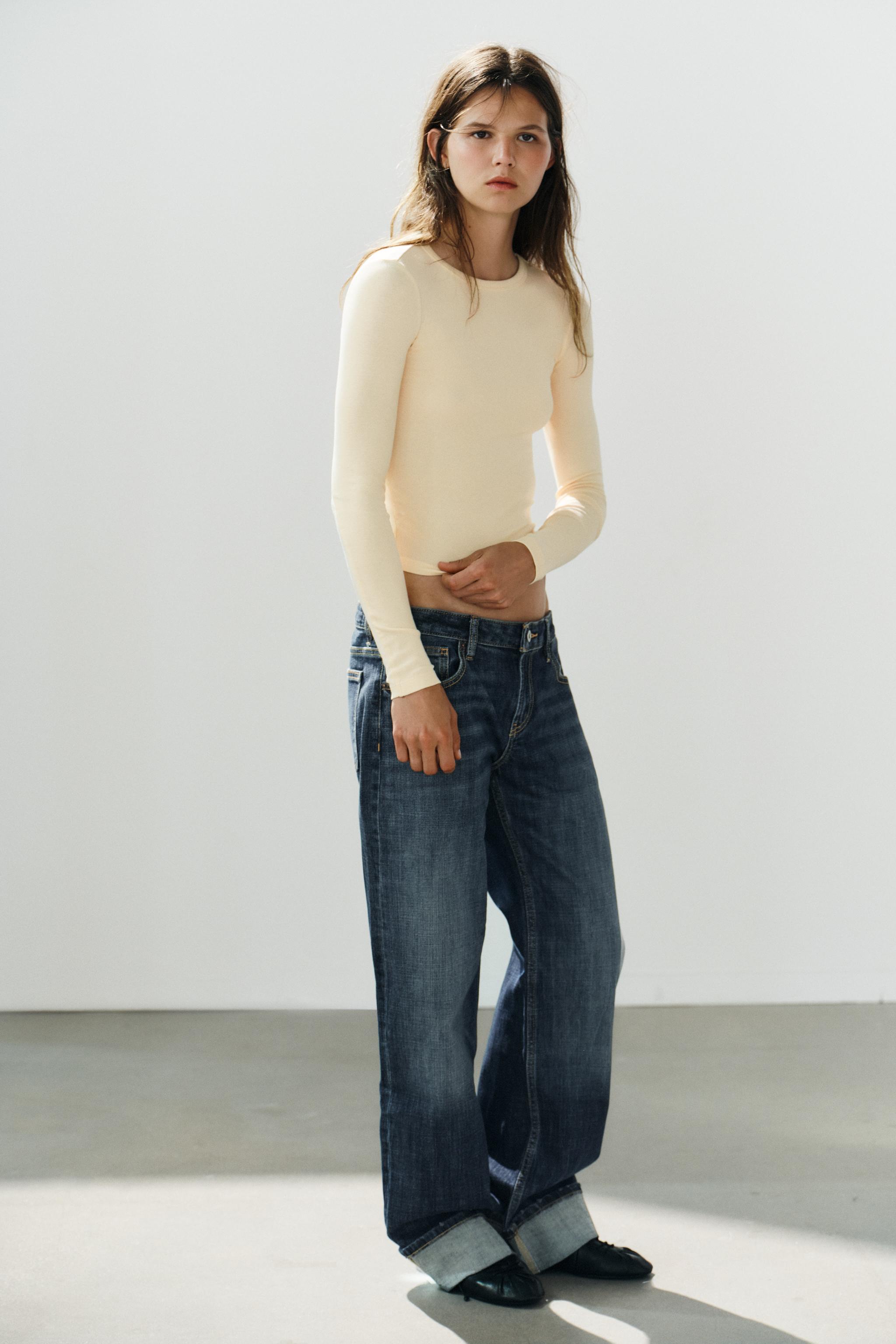 Футболка из хлопка с длинным рукавом — ZARA