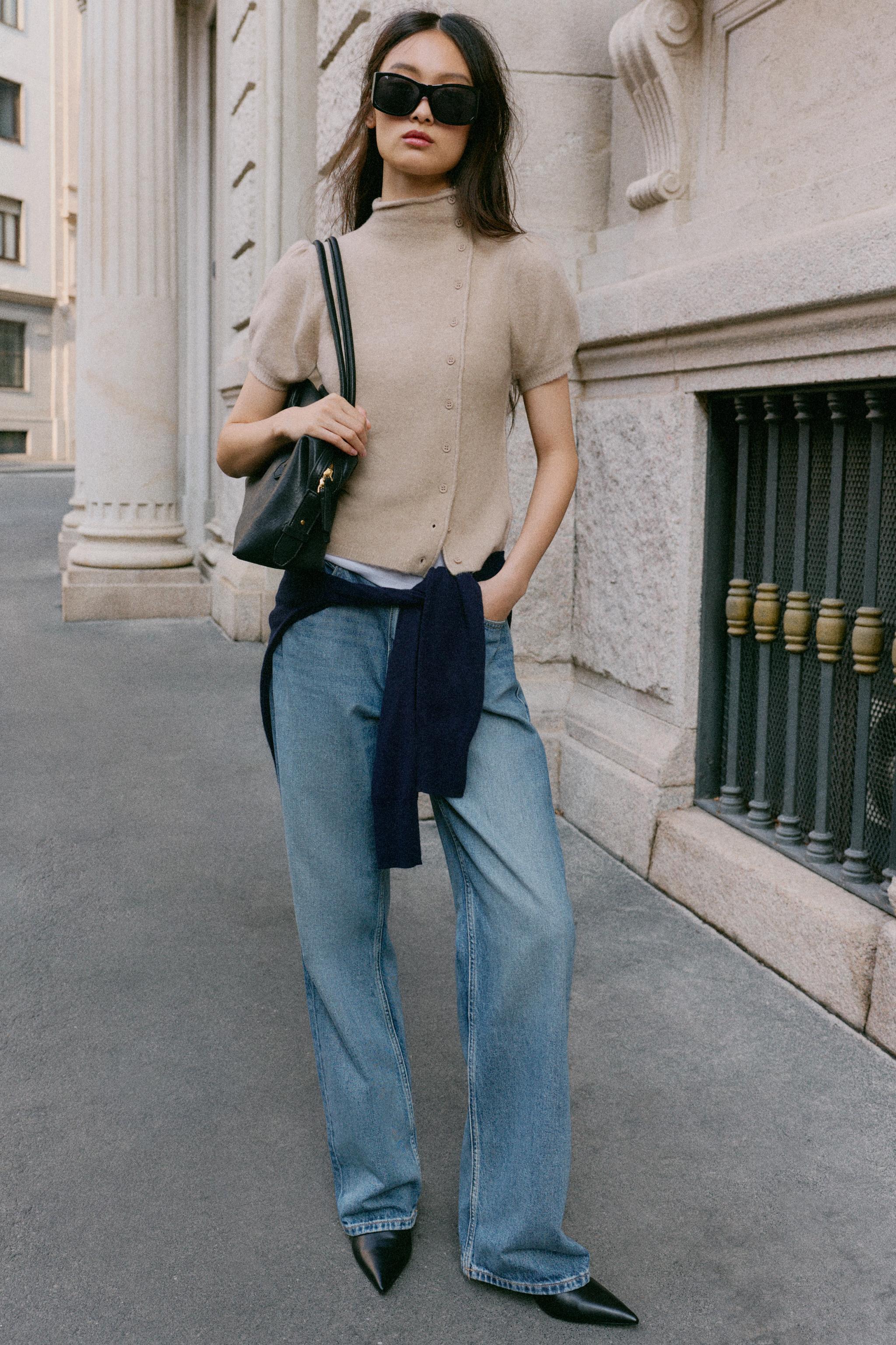 SHORT SLEEVE KNIT WRAP TOP — ZARA