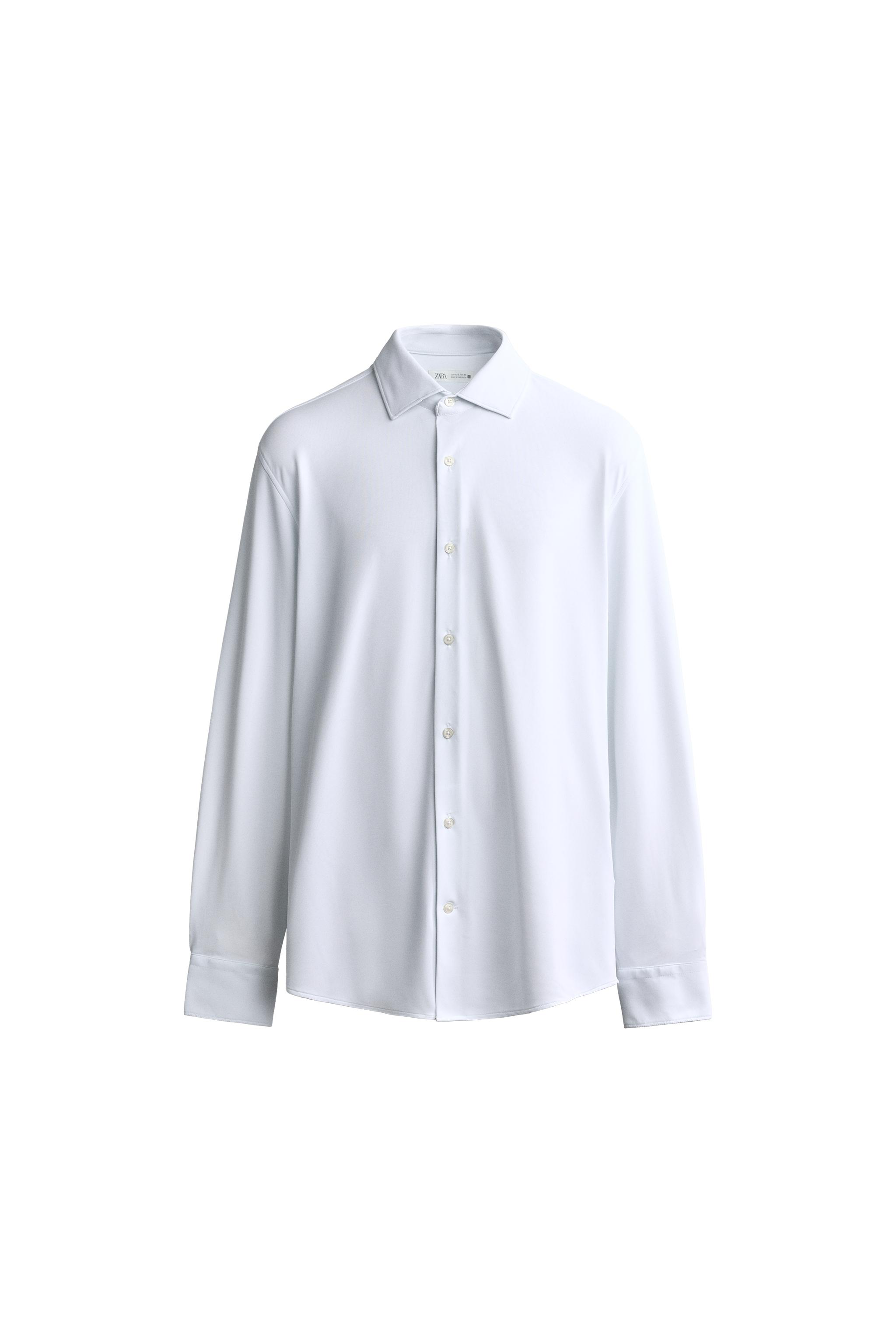 Рубашка классического кроя фактурная — ZARA