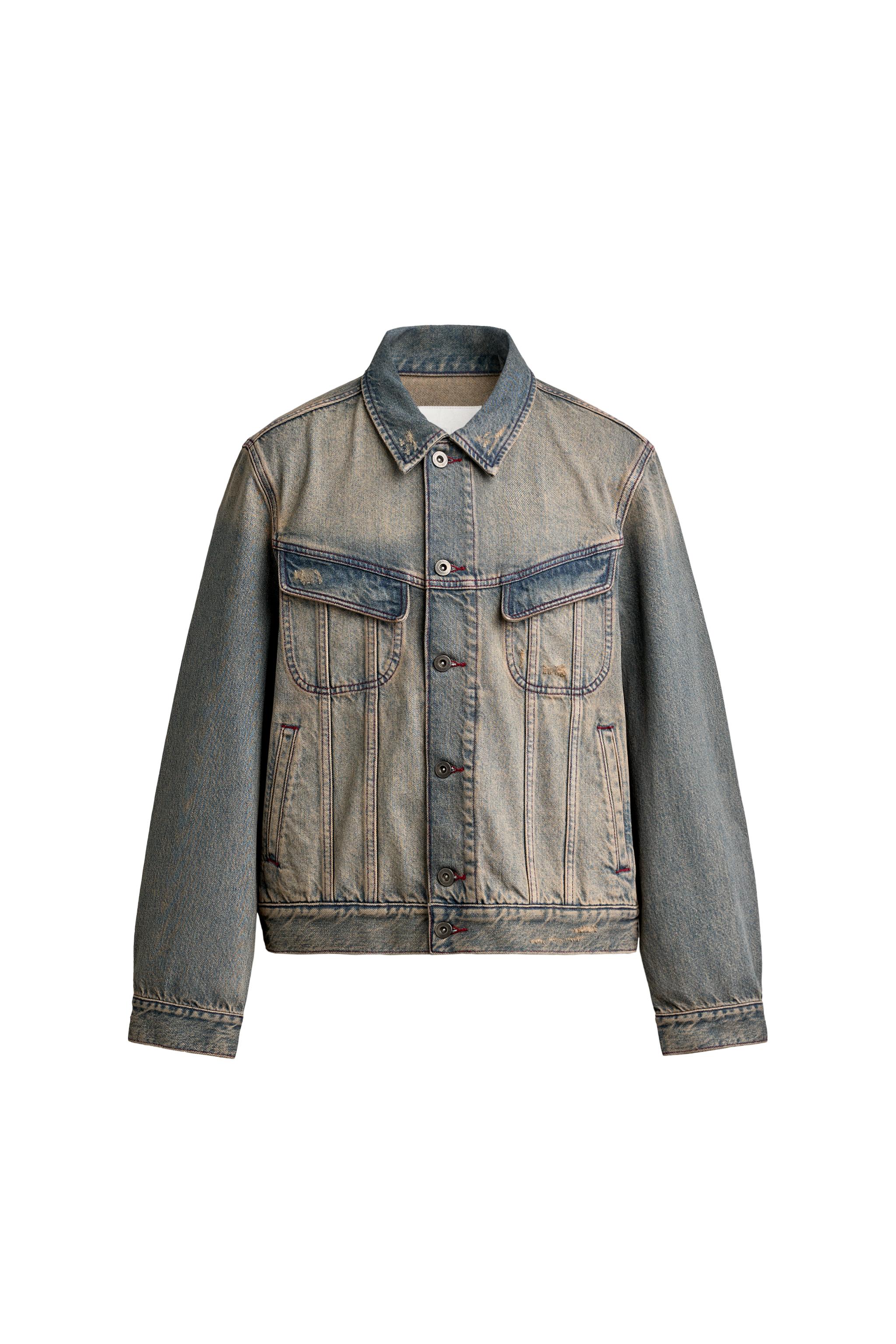 CROPPED FIT TOPSTITCHED DENIM JACKET — ZARA