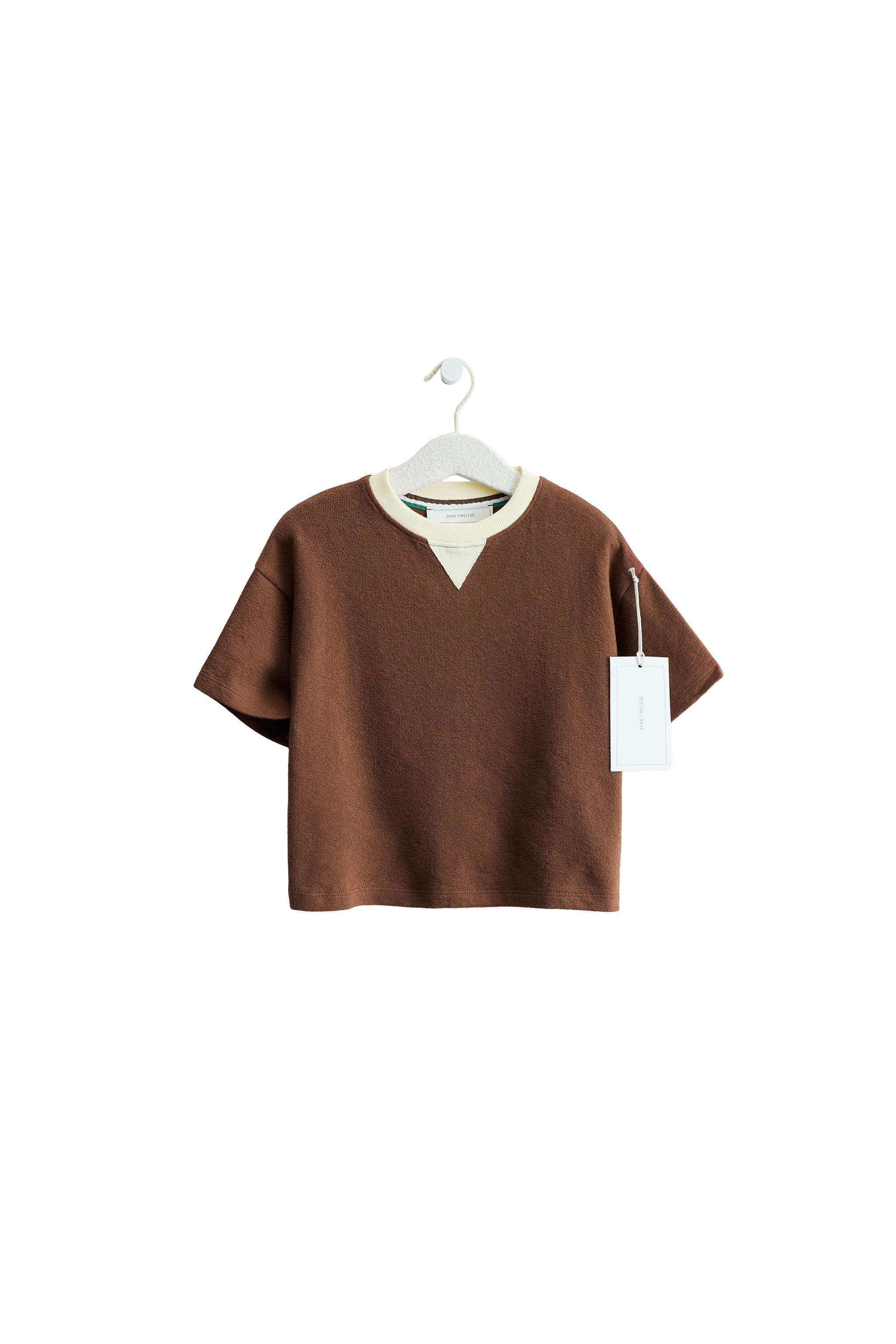 ZARA TIMELESS — ФУТБОЛКА С КОНТРАСТНЫМ ВОРОТОМ — ZARA