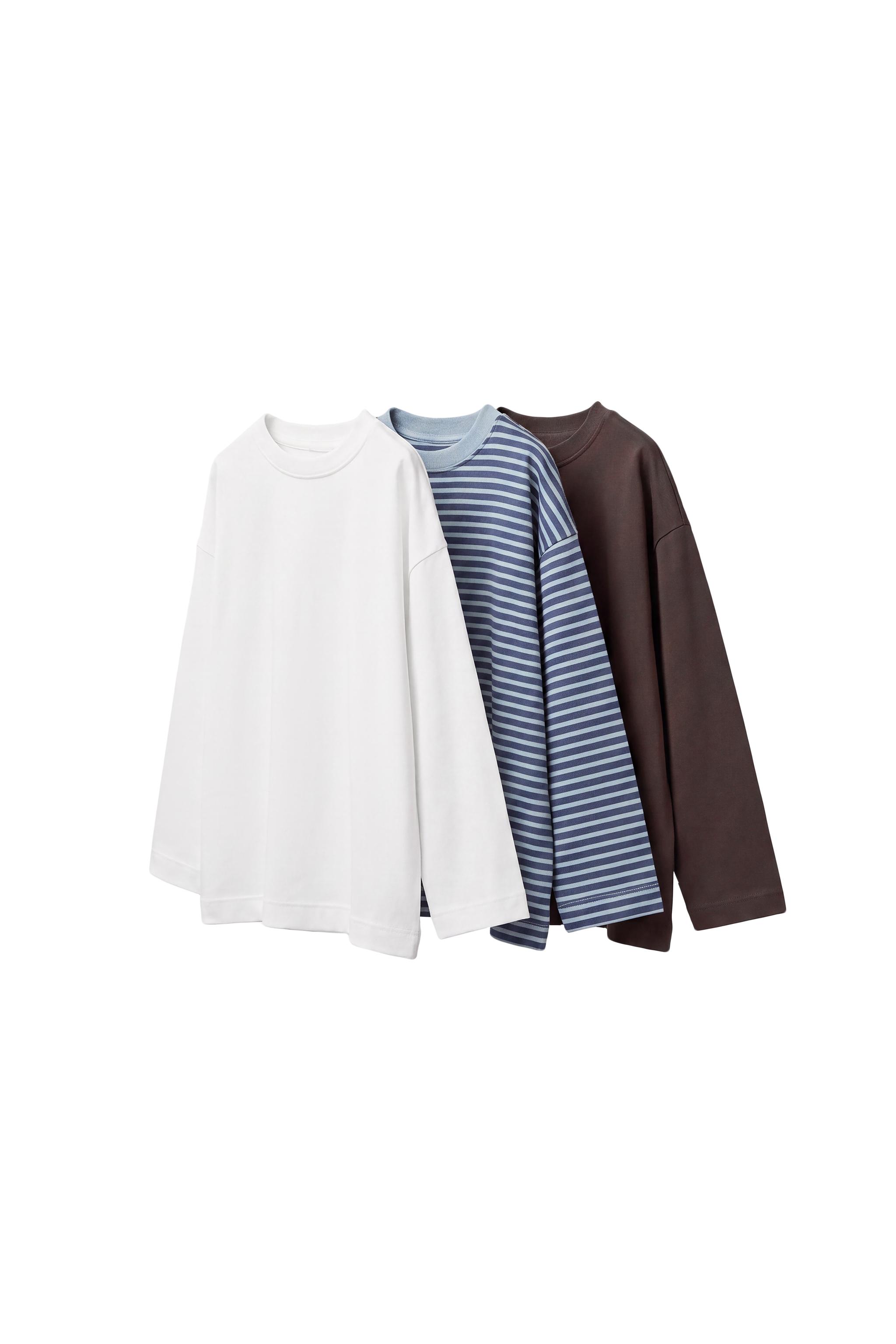 3 футболки с длинным рукавом - в полоску и однотонные — ZARA