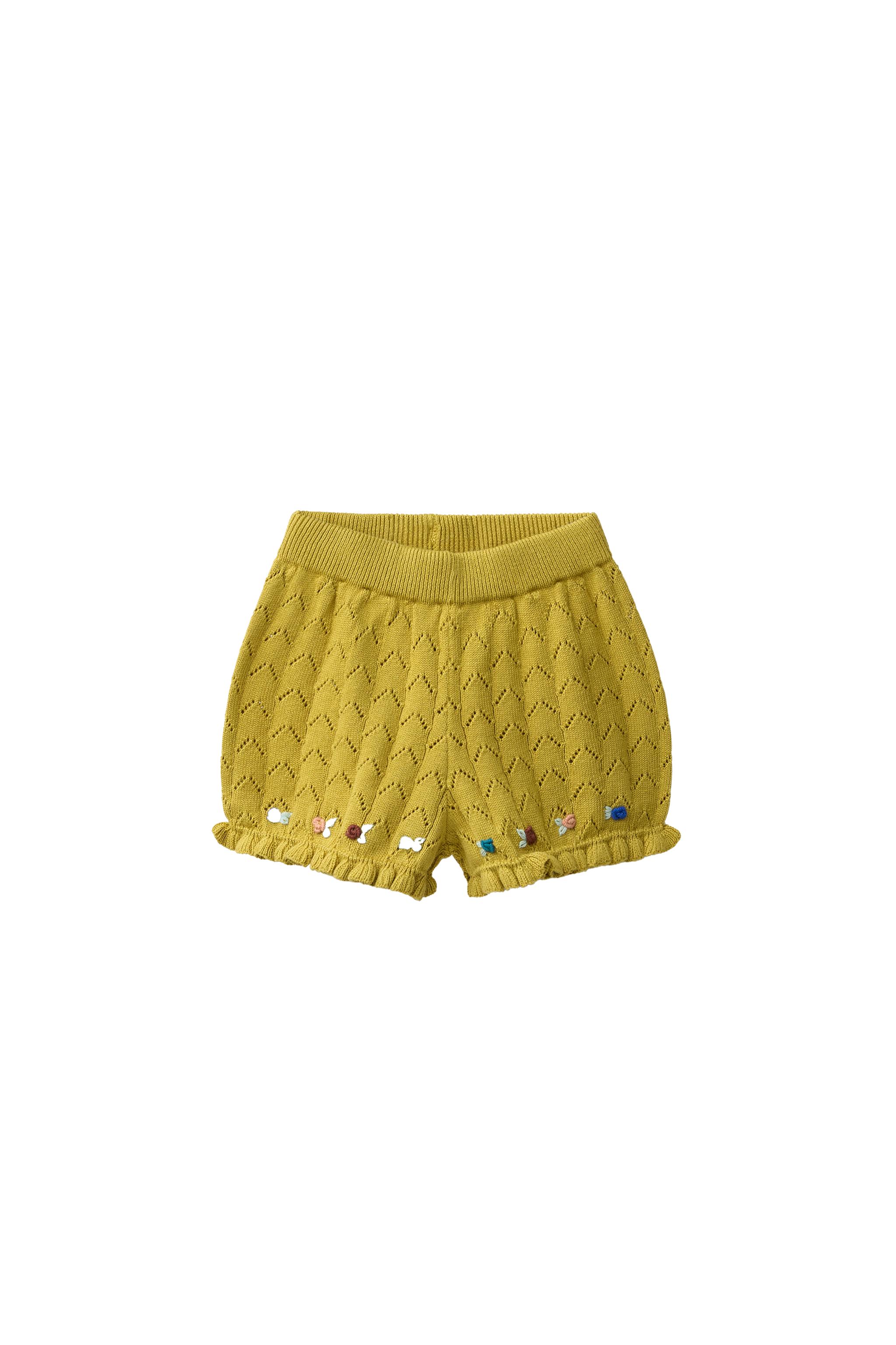 Бермуды из хлопкольняной пряжи с вышивкой — ZARA