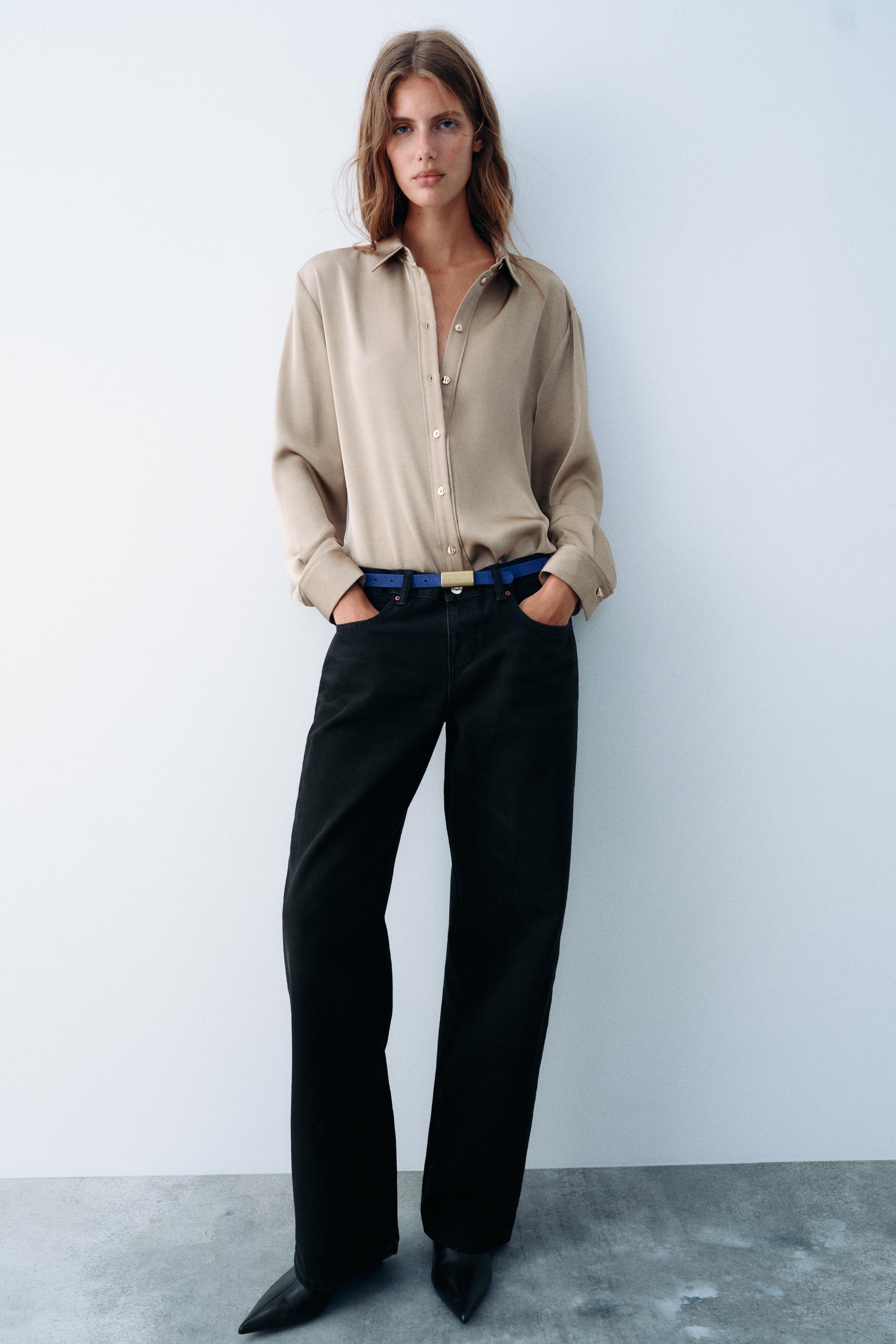 GOLD BUTTON SATIN SHIRT — ZARA