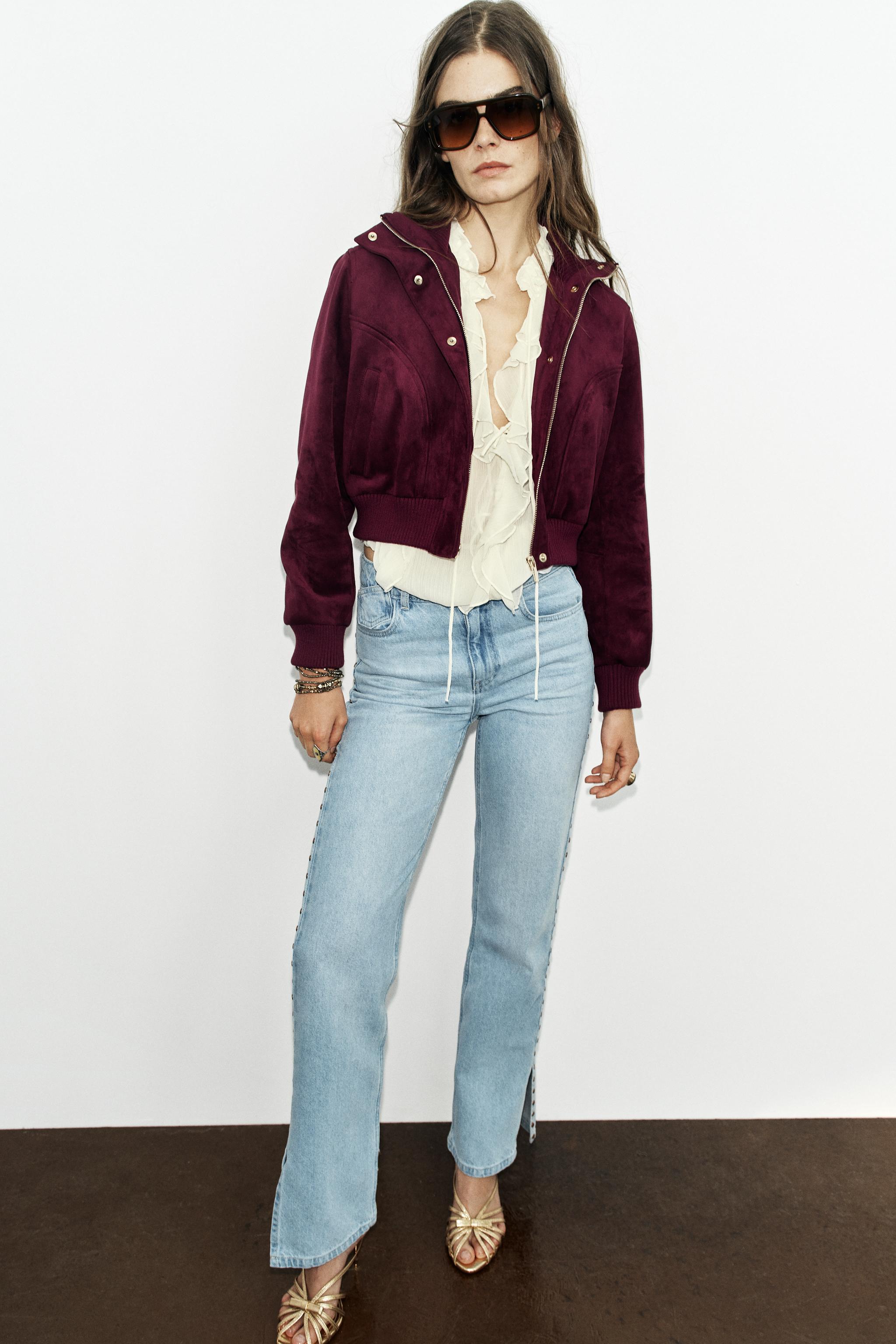 Куртка с высоким воротником из искусственной замши — ZARA