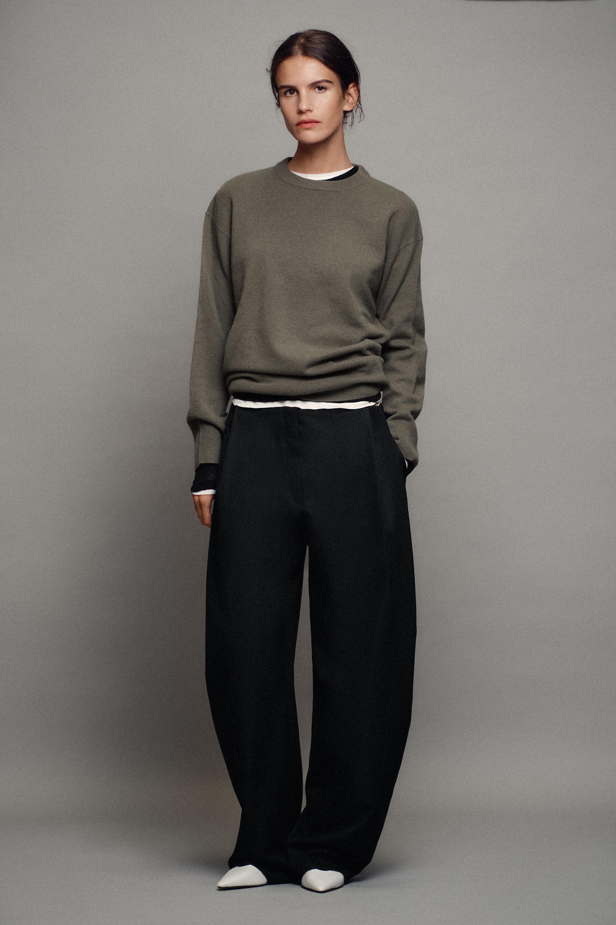 Брюки ZW COLLECTION с широкими штанинами с вытачками — ZARA