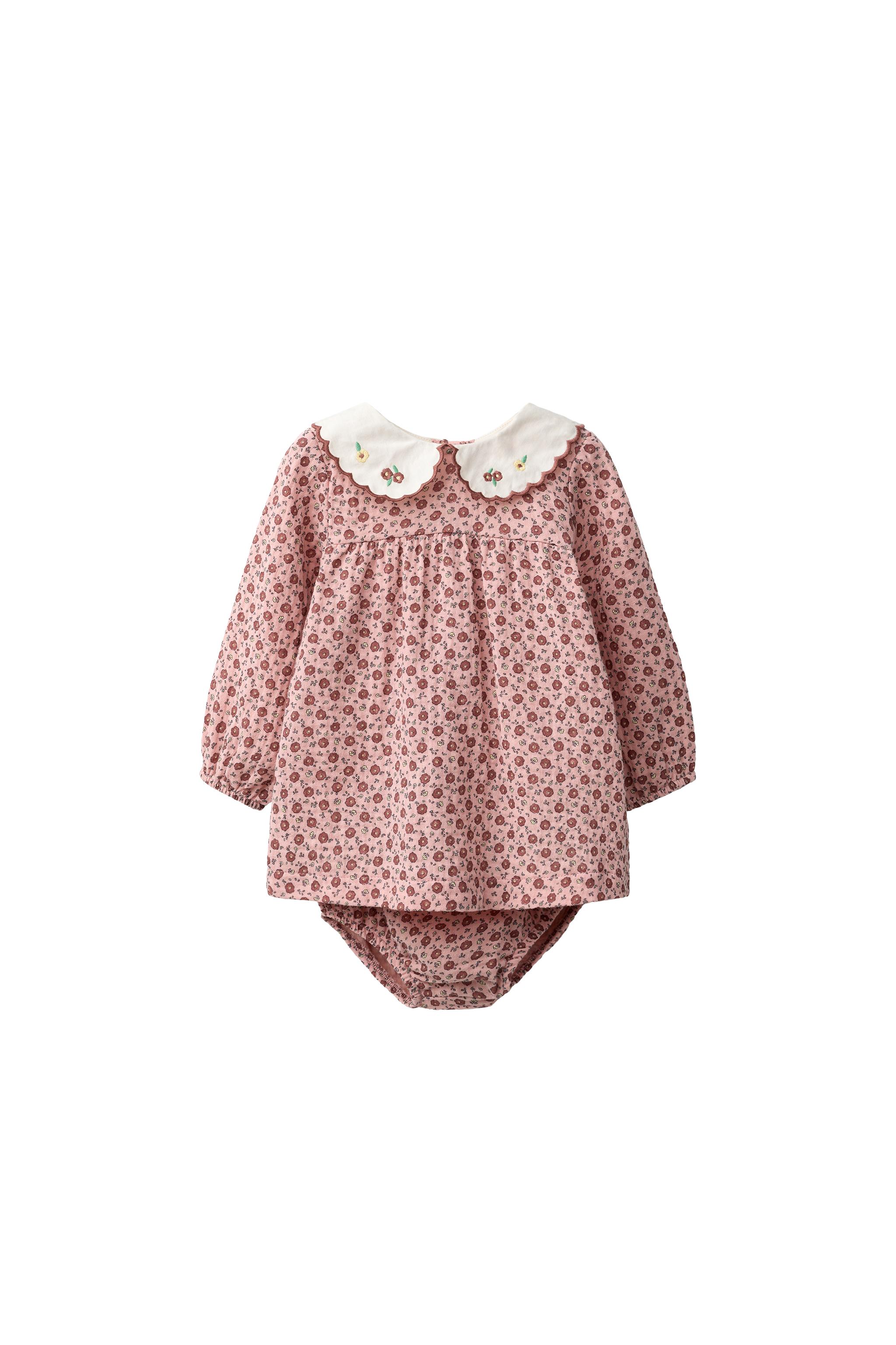 PRINTED TEXTURED DRESS AND BLOOMERS — ZARA