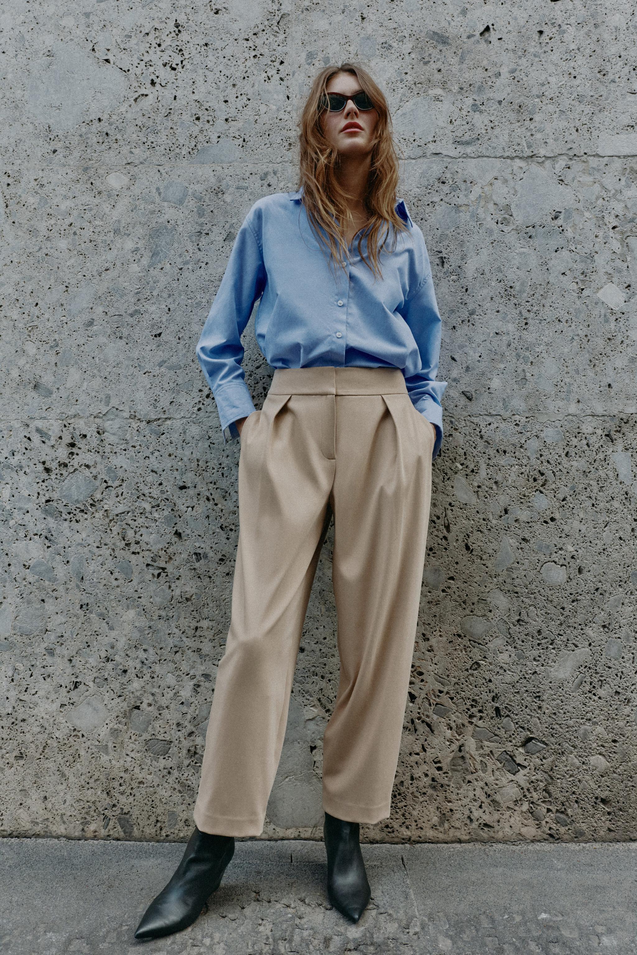 CARROT FIT PLEATED TROUSERS — ZARA
