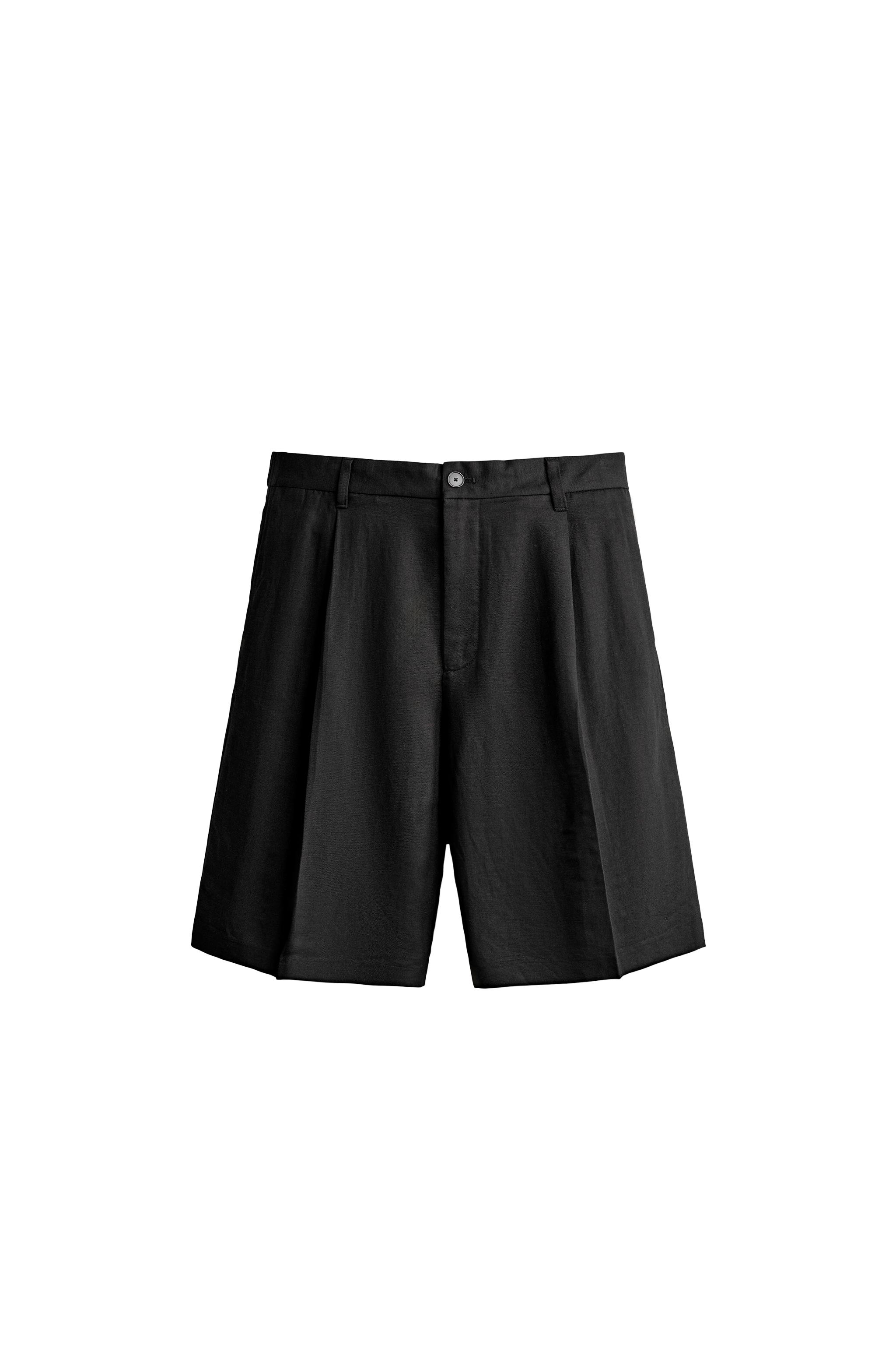 Фактурные бермуды с защипами классического кроя — ZARA