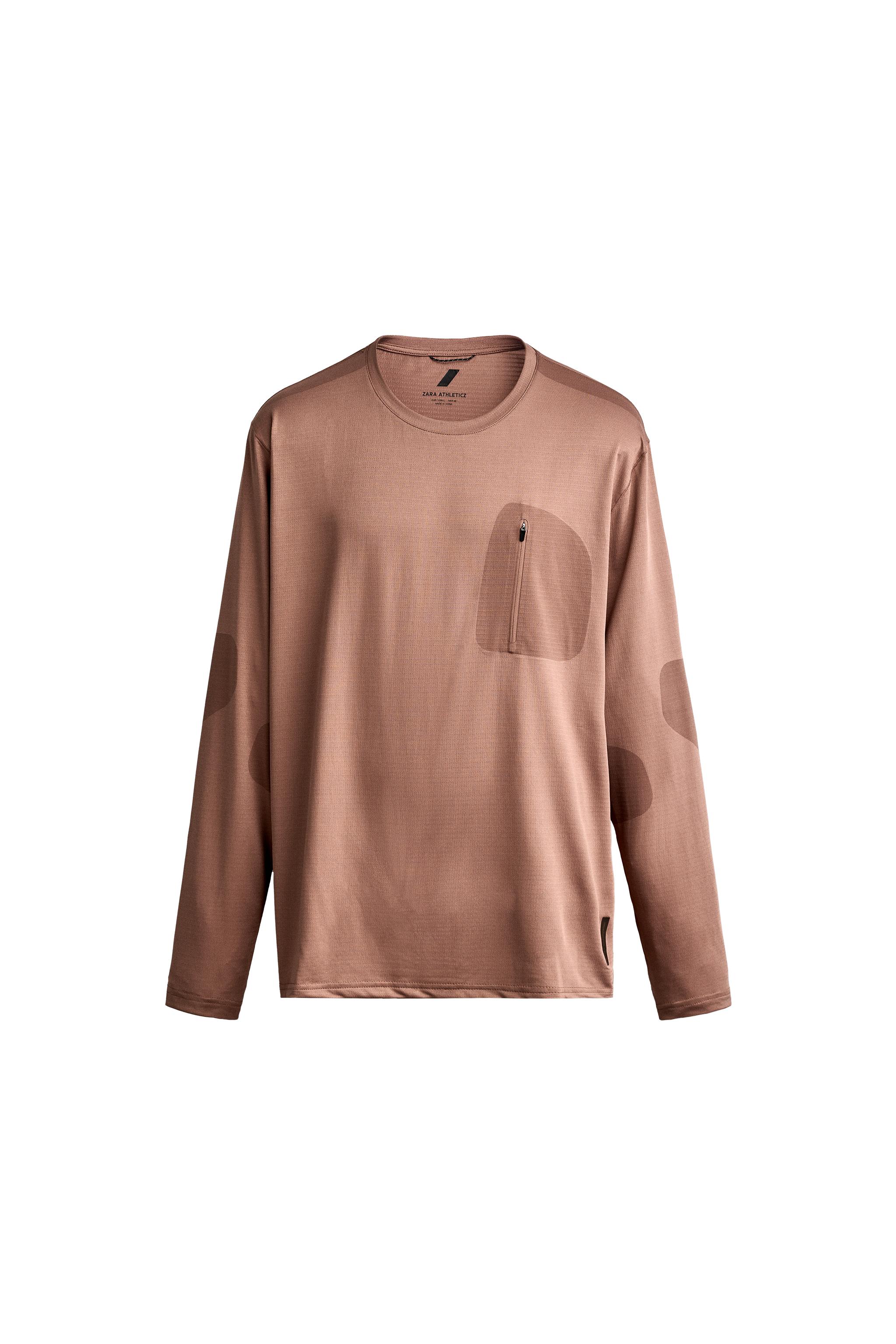 Футболка с длинным рукавом и карманом — ZARA