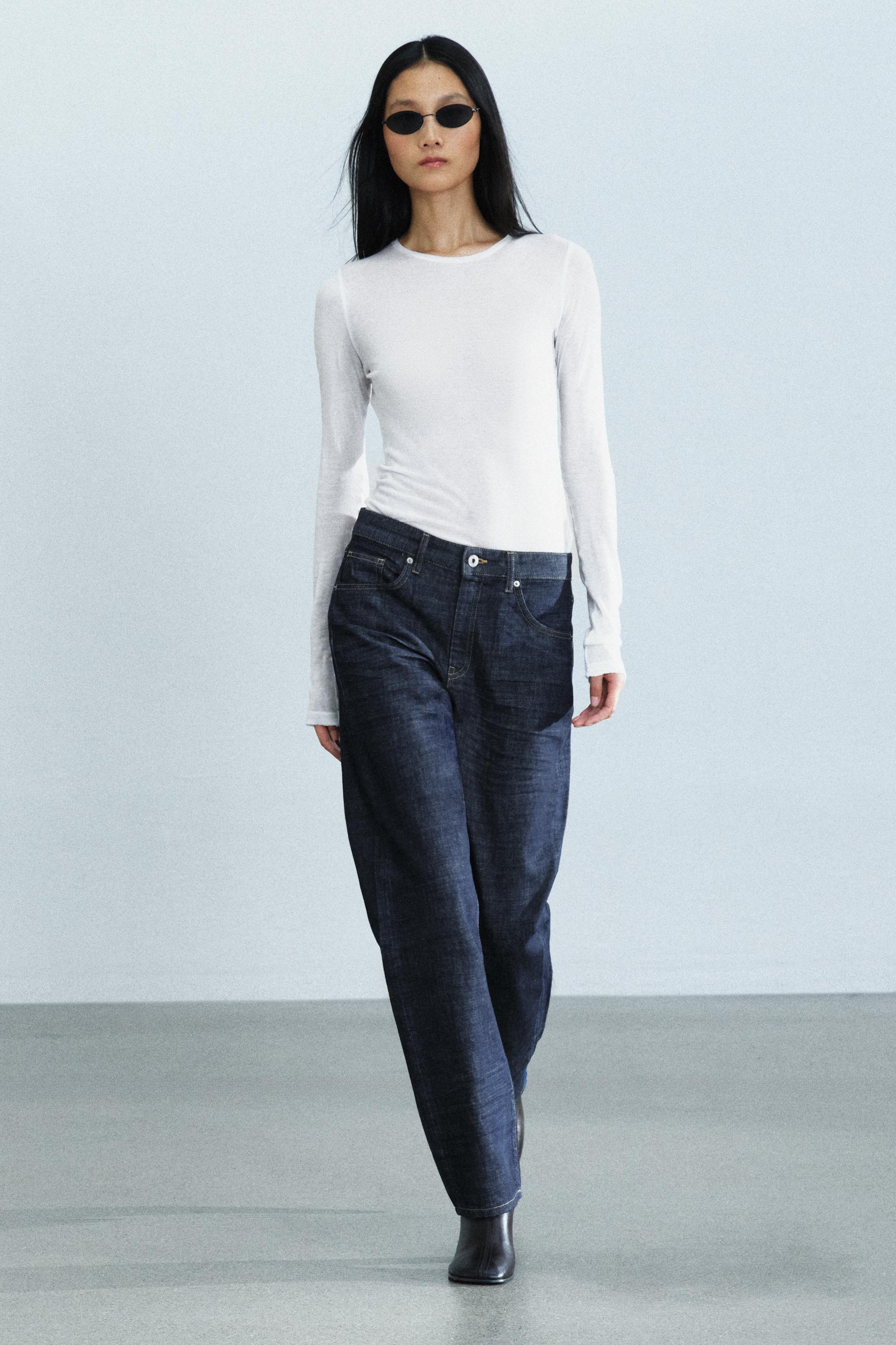 Джинсы ZW COLLECTION со средней посадкой и прямыми штанинами — ZARA