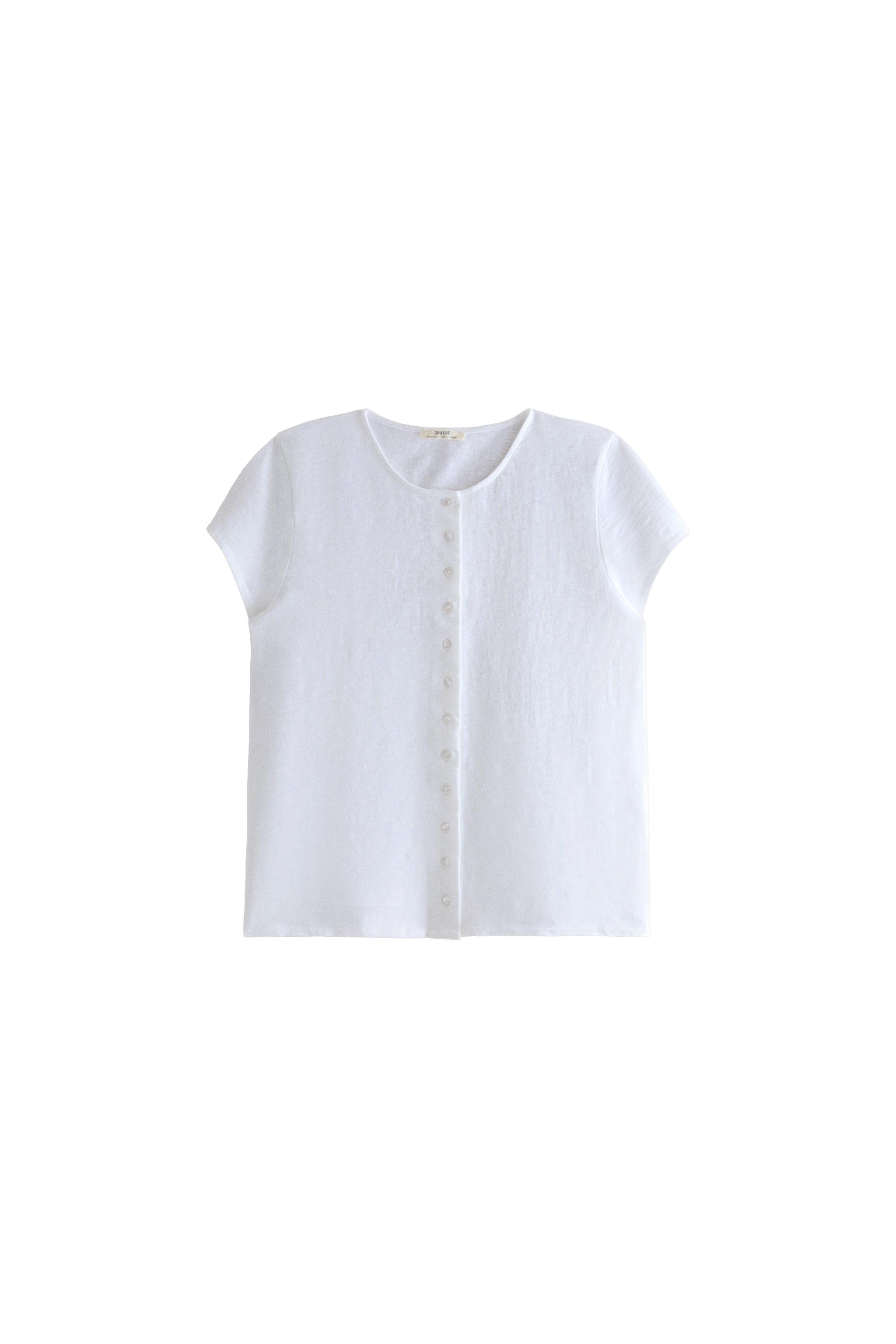 Футболка из хлопка с пуговицами — ZARA