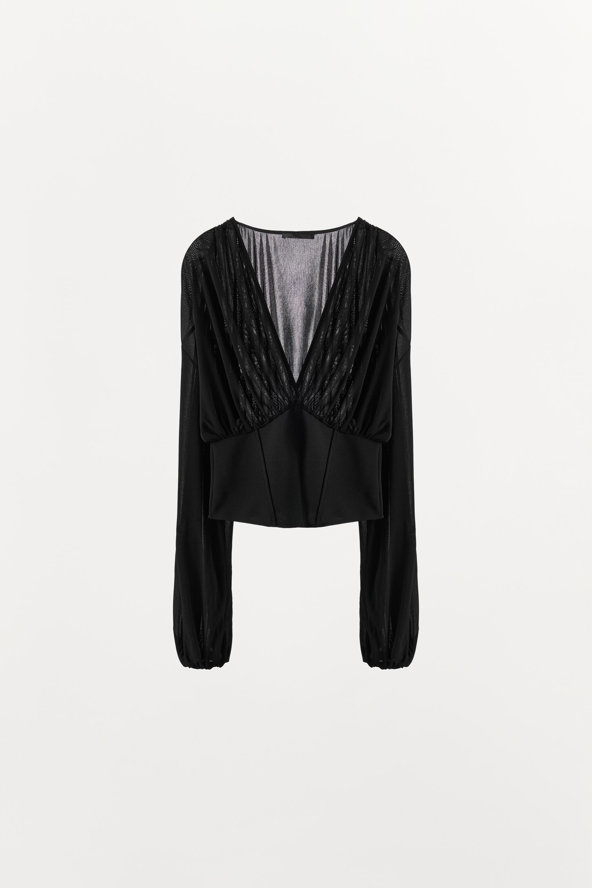 Топ в стиле корсета из комбинированных материалов — ZARA