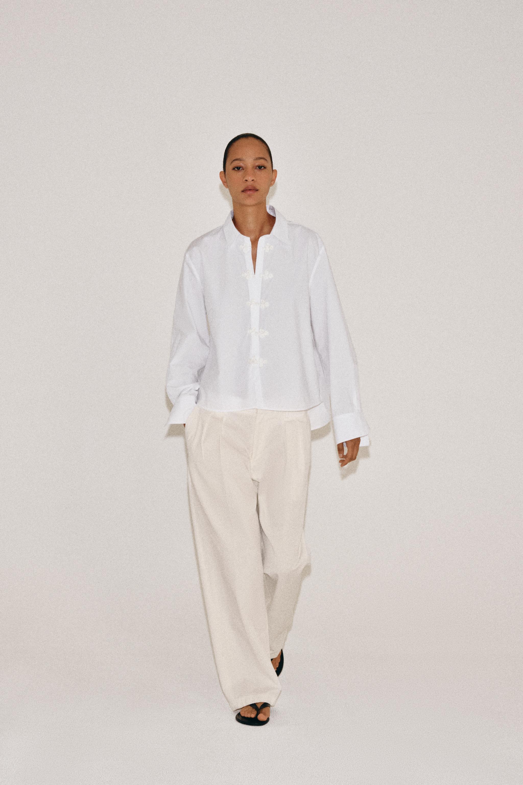 РУБАШКА В ПОЛОСКУ С ЗАСТЕЖКАМИ-КЛЕВАНТ ZW COLLECTION — ZARA