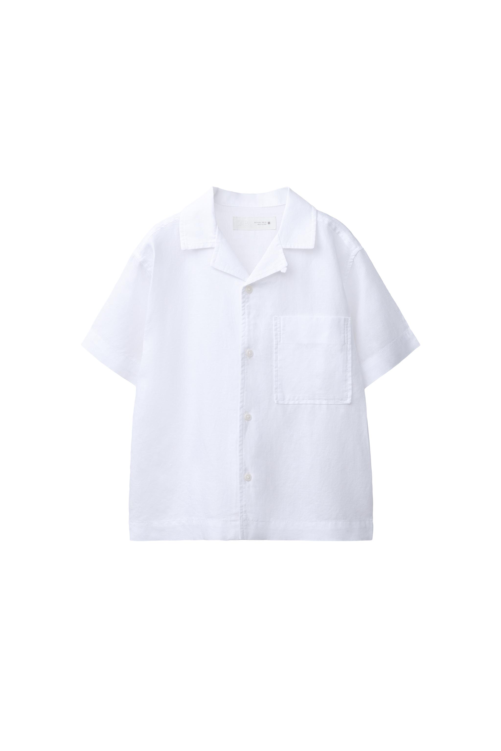 РУБАШКА БОУЛИНГ ИЗ ЛЬНА И ХЛОПКА — ZARA