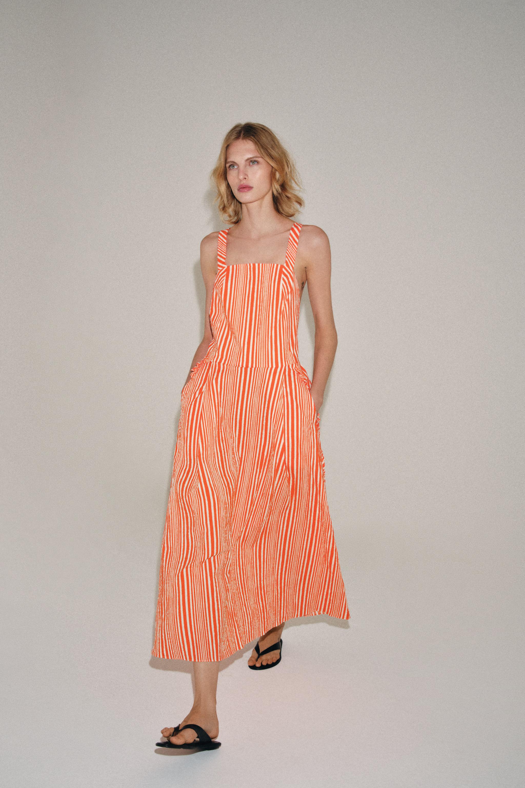 Платье миди ZW COLLECTION в полоску — ZARA