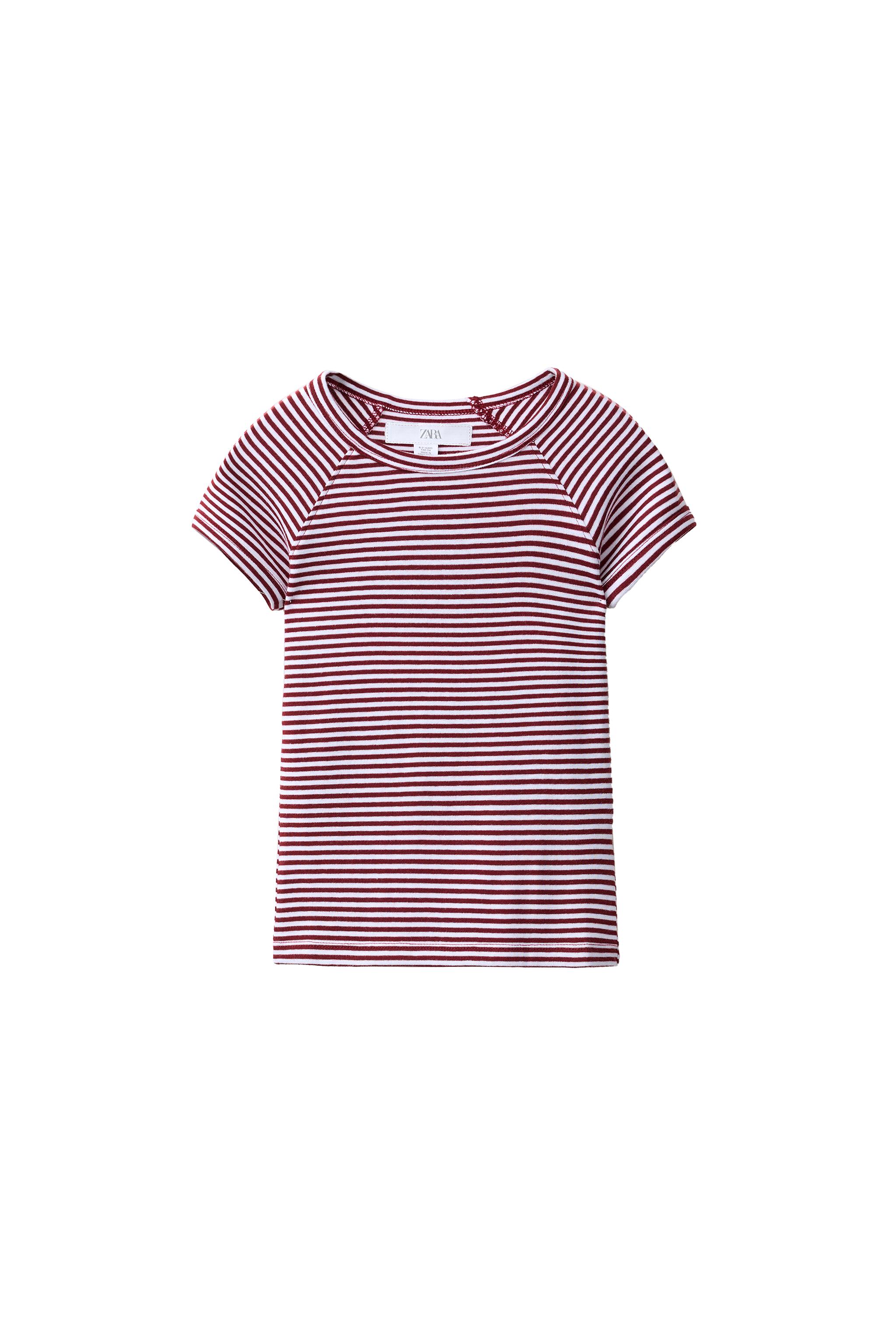 Футболка в полоску из хлопкового смесового волокна и модала — ZARA
