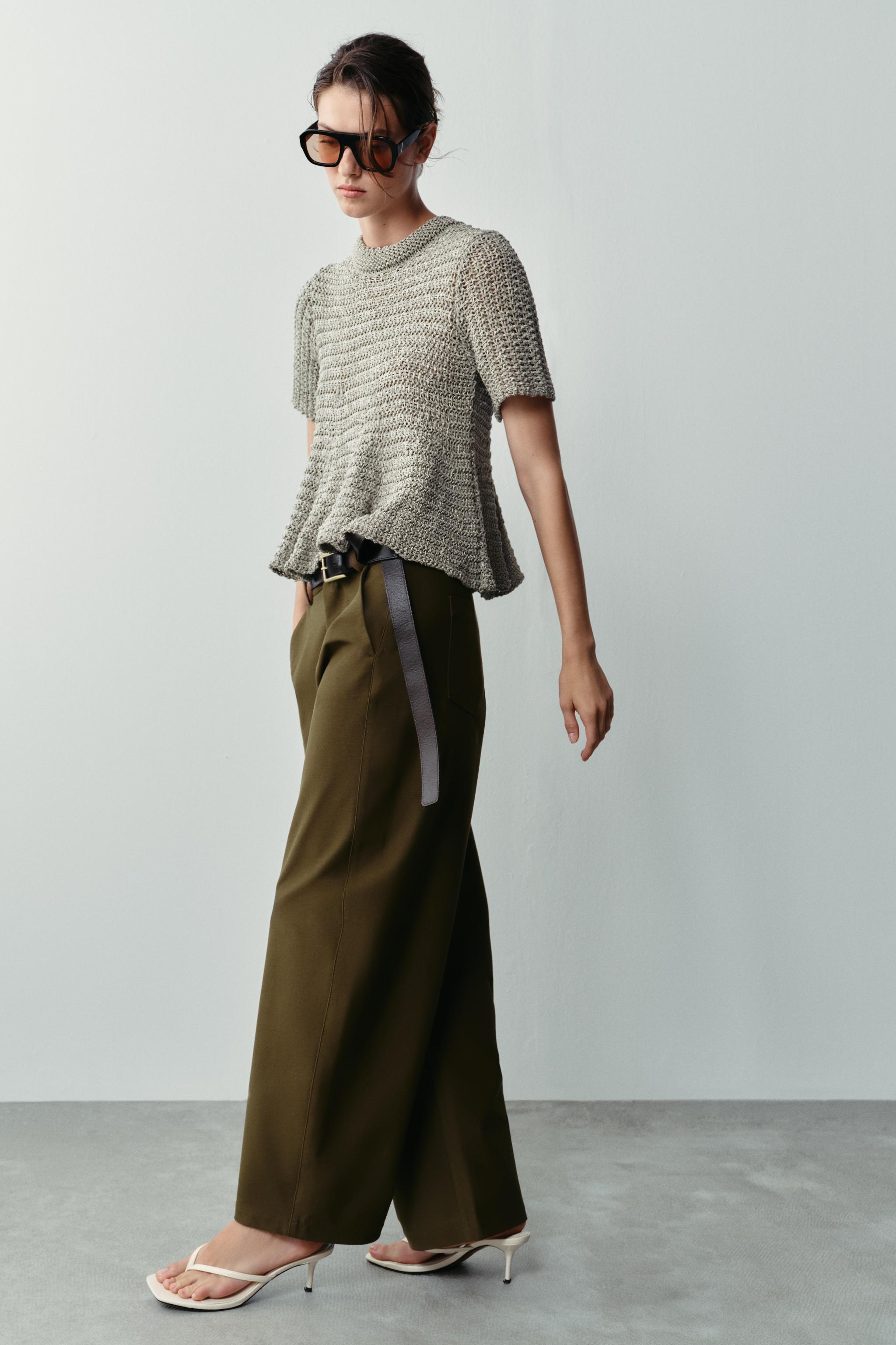 Топ с баской и ажурной отделкой — ZARA