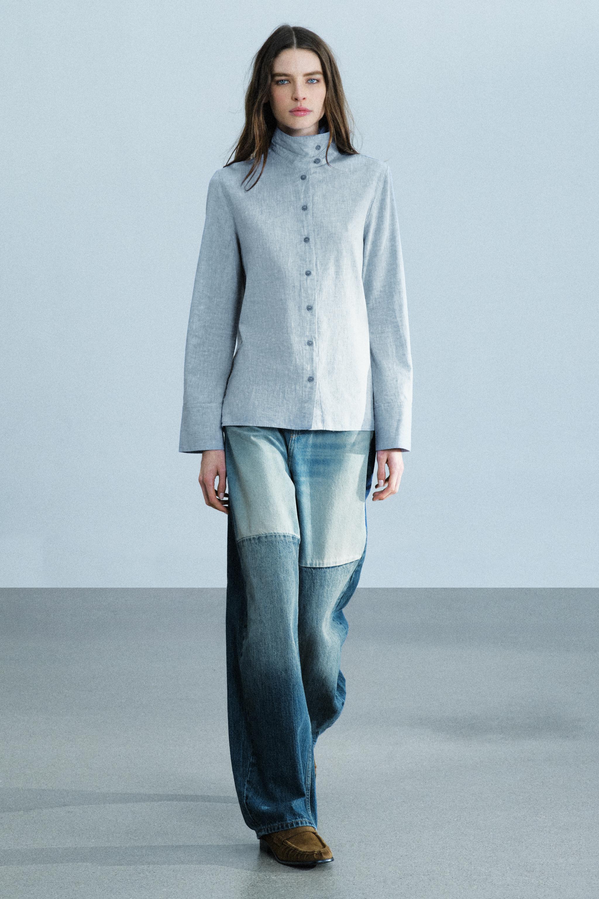 Рубашка из смесового льна ZW COLLECTION — ZARA