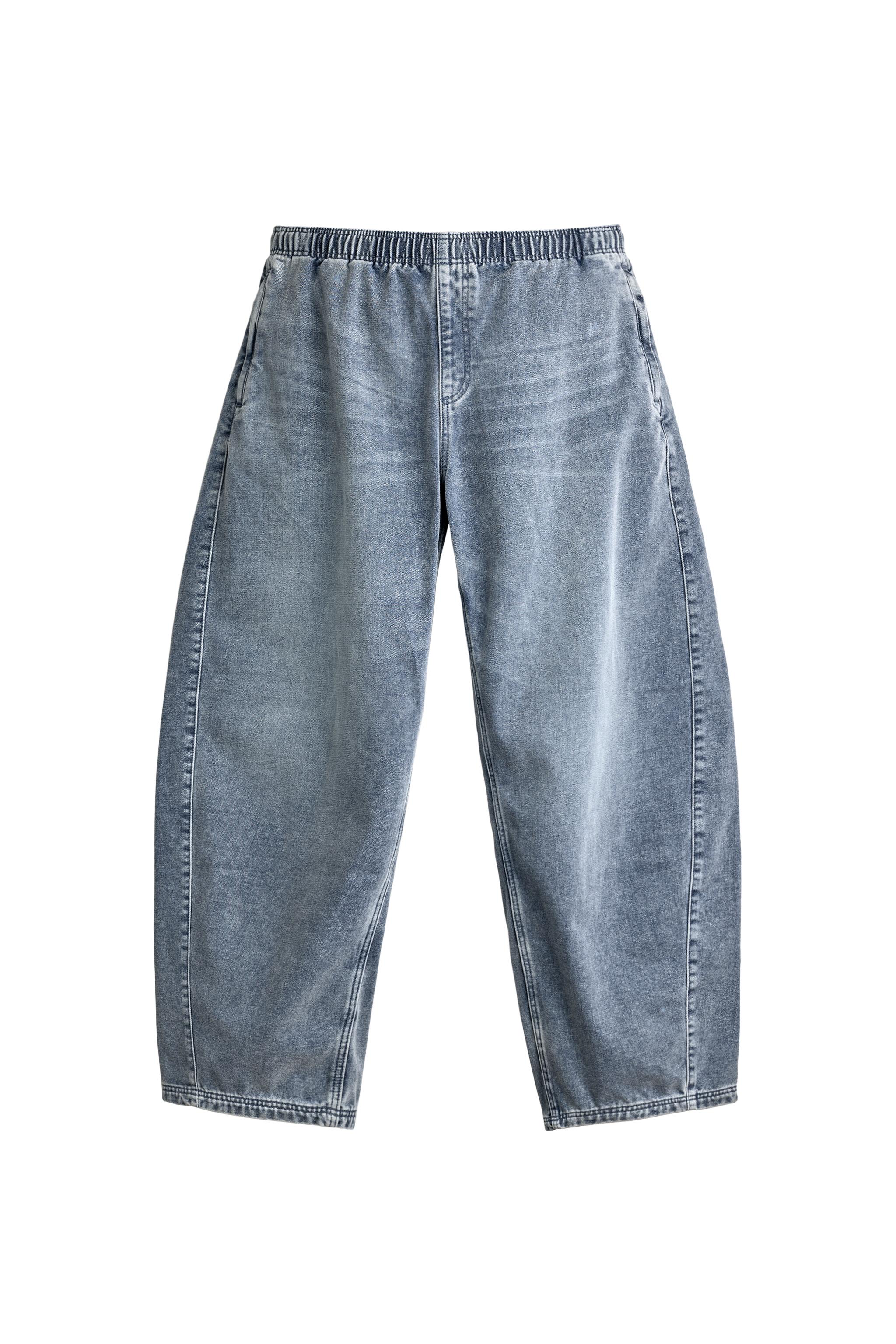 BALLOON FIT FLEECE DENIM TROUSERS — ZARA