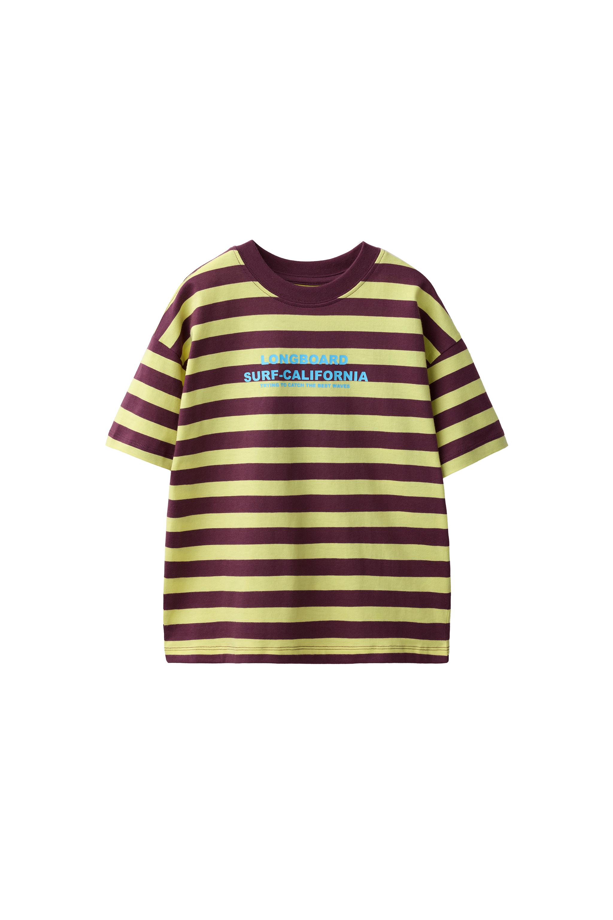 Футболка с текстовым принтом в полоску — ZARA