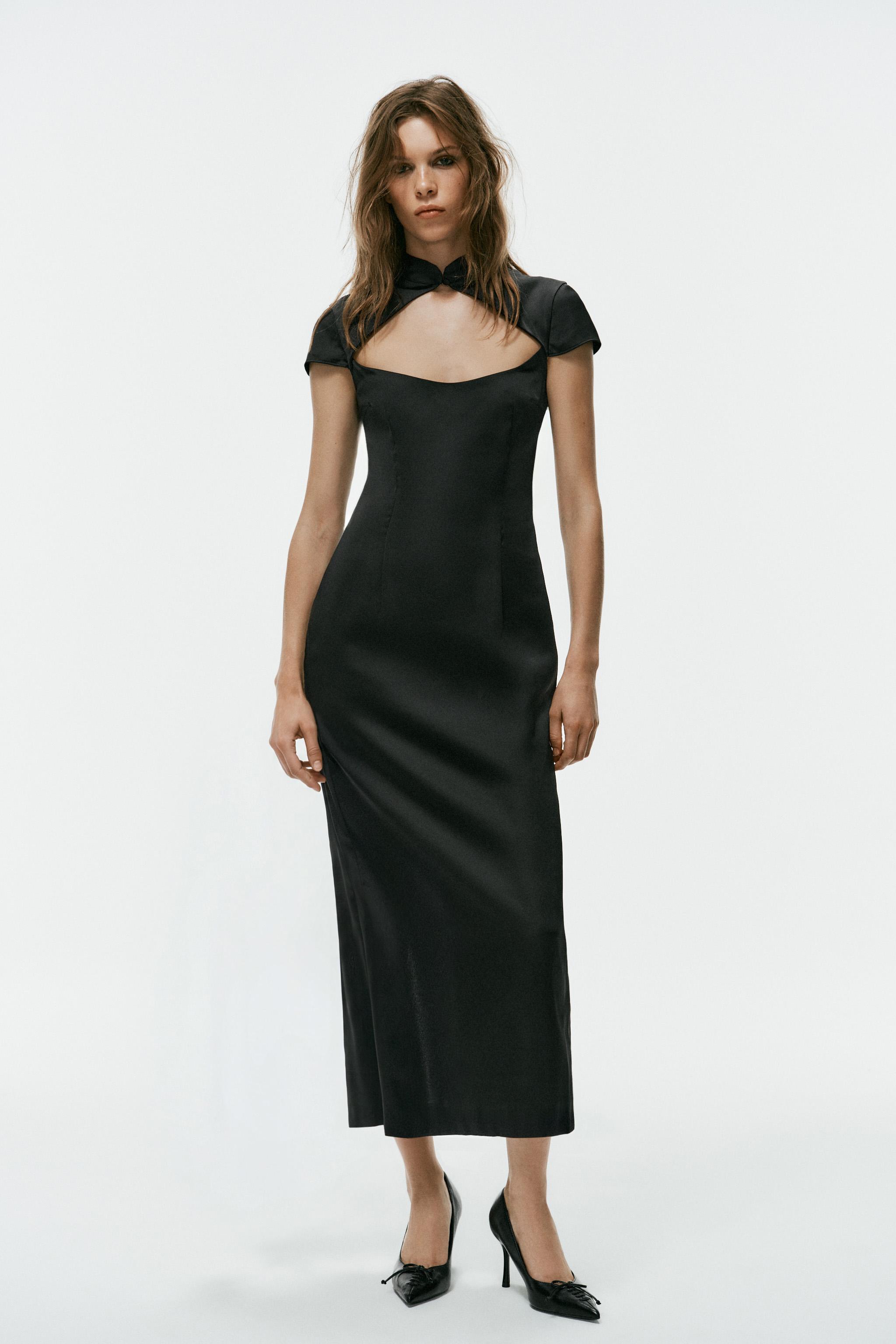 SATIN OPENING midi dress — ZARA