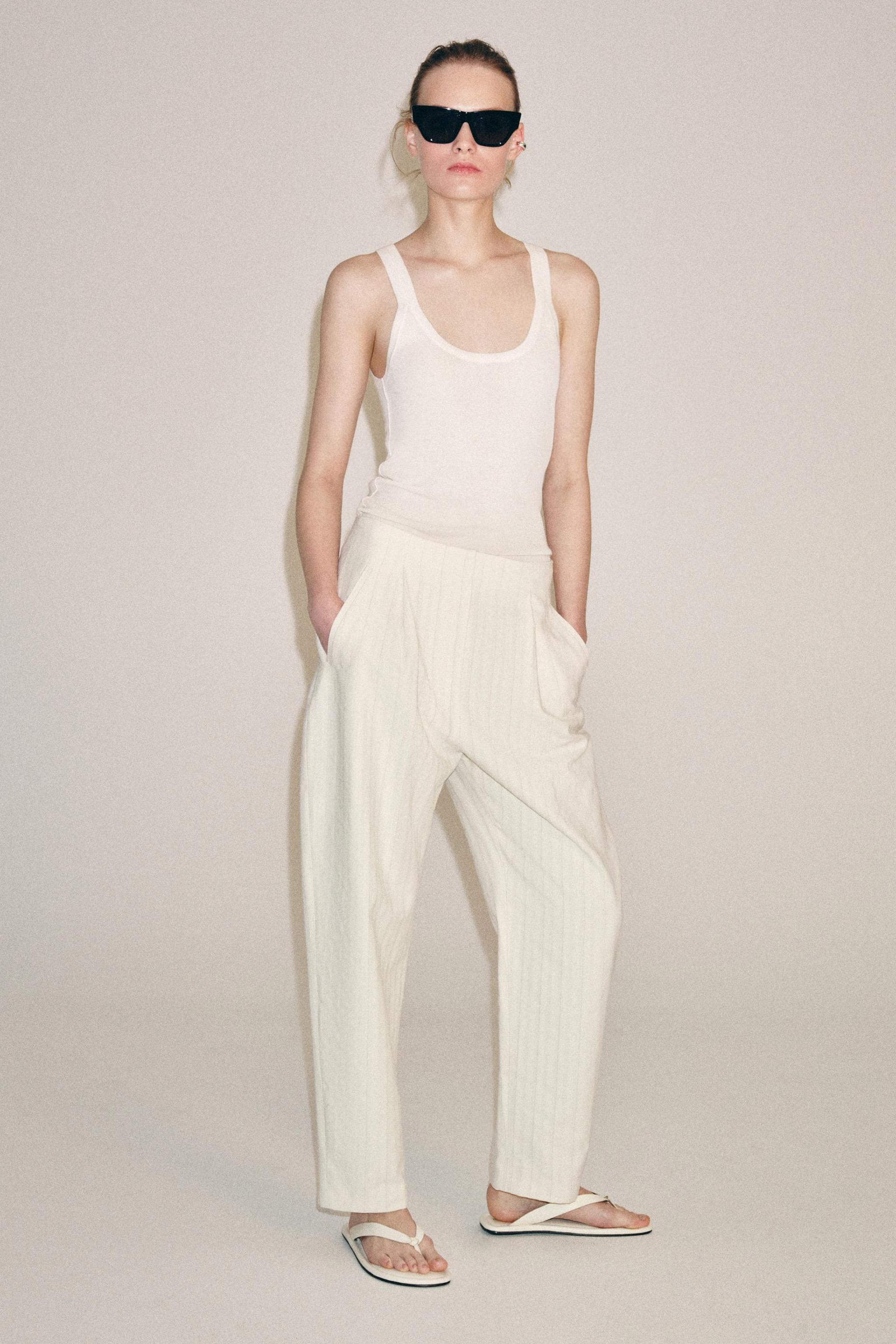 Брюки ZW COLLECTION силуэта "бочонок" в полоску — ZARA