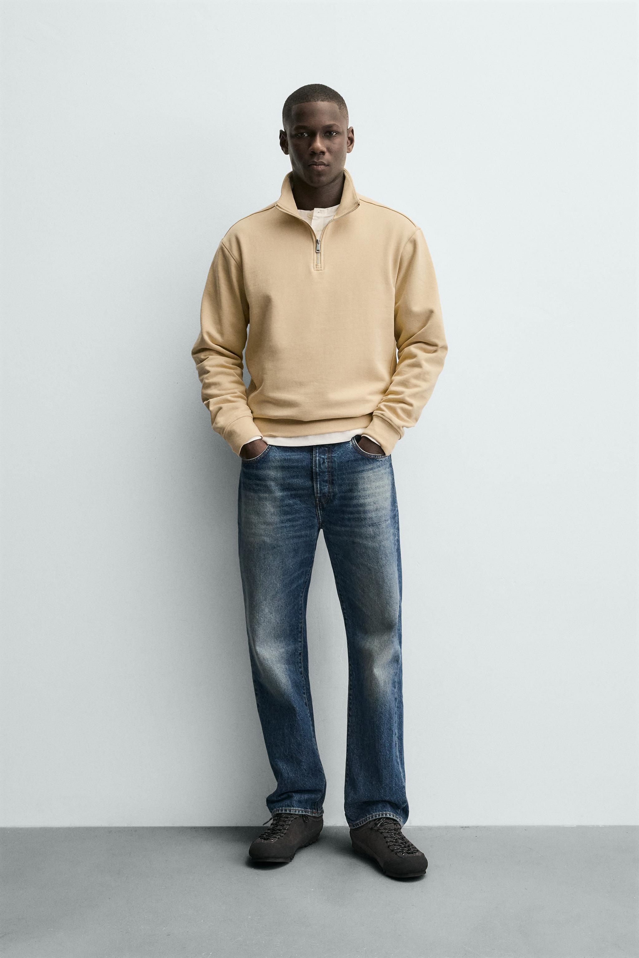 Базовый свитшот с воротником на молнии — ZARA