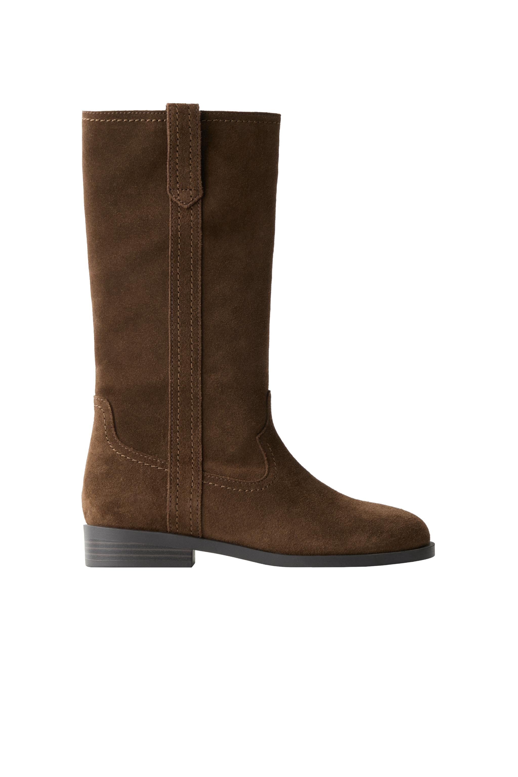 LEATHER KNEE-HIGH BOOTS — ZARA