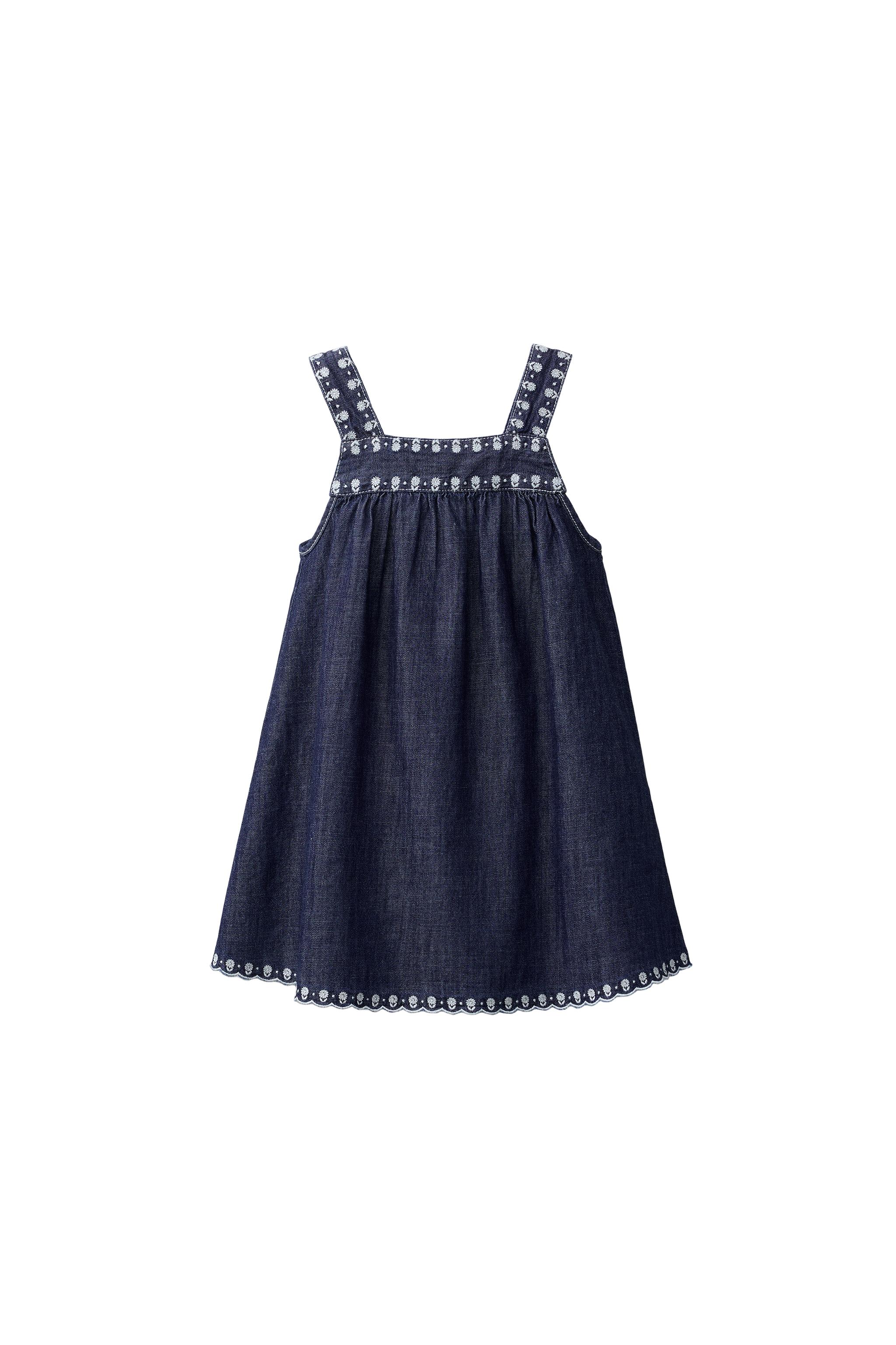 Платье из денима свободного кроя с вышитыми цветами — ZARA