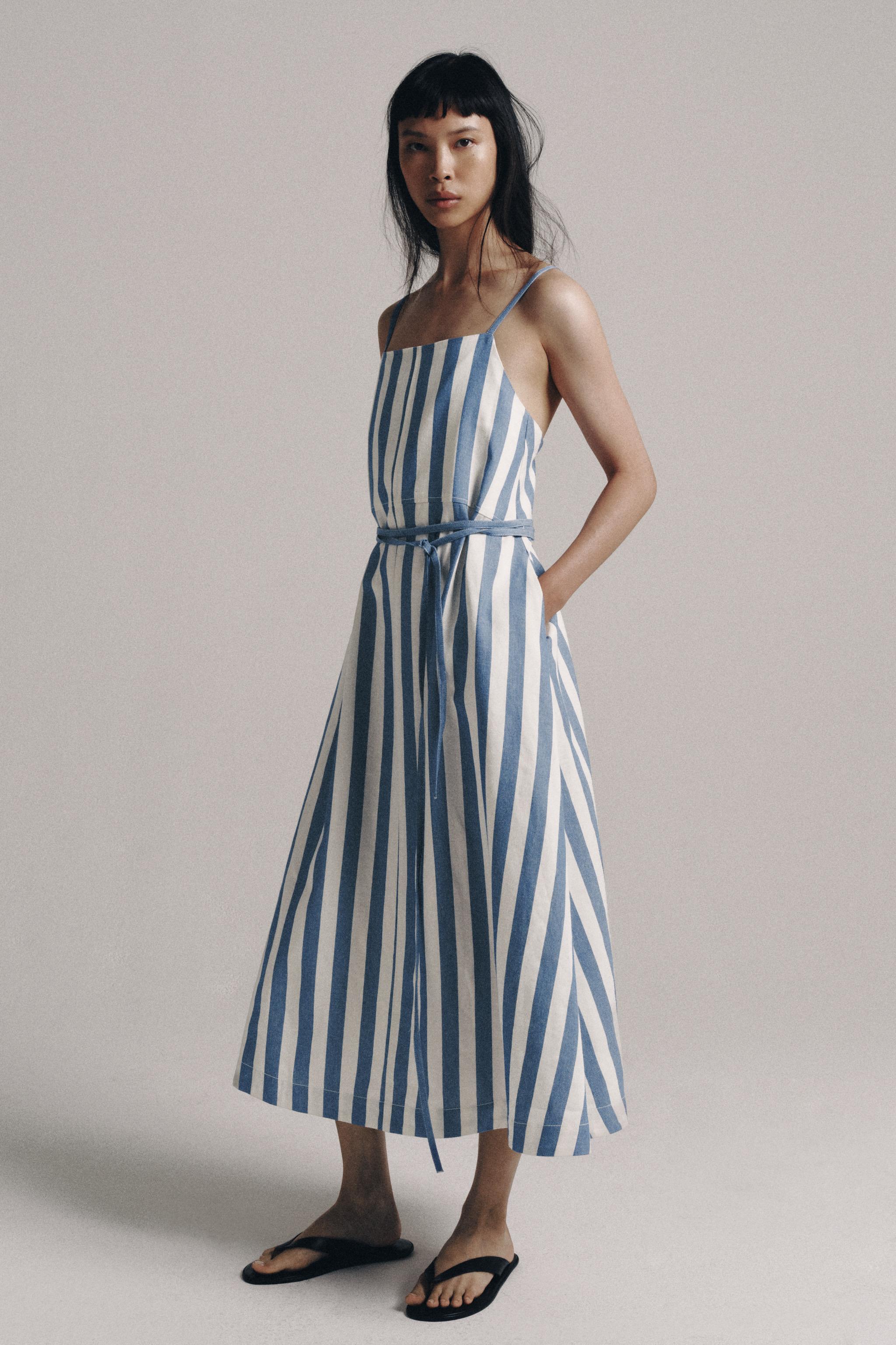 Платье миди ZW COLLECTION в полоску — ZARA