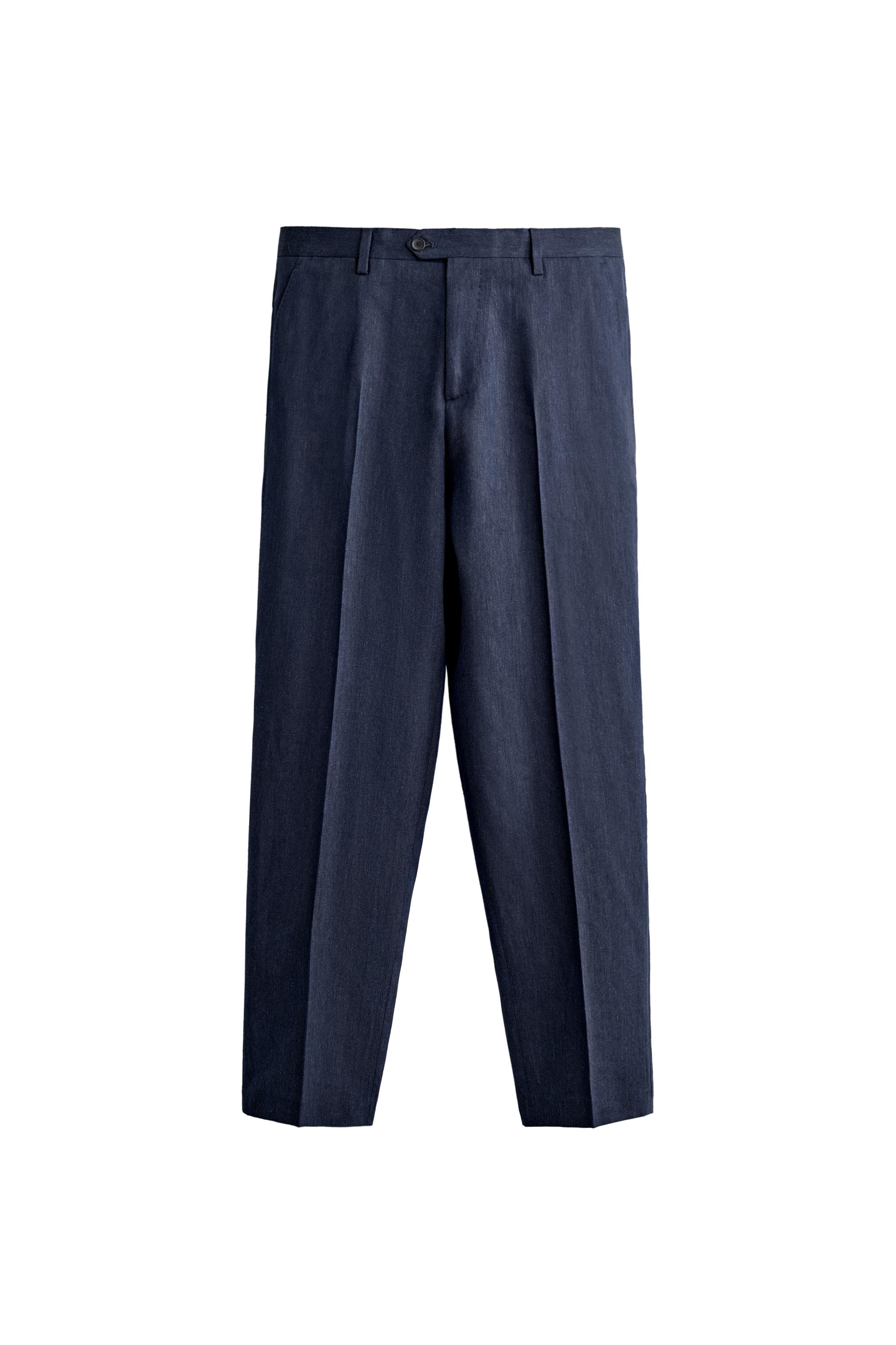 Костюмные брюки классического кроя из льна и шерсти — ZARA