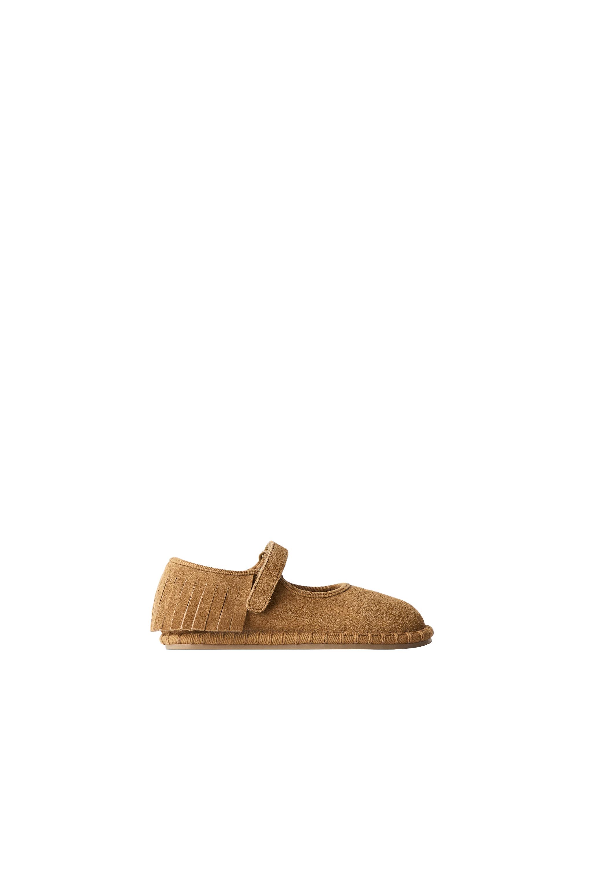 Балетки из кожи с бахромой — ZARA