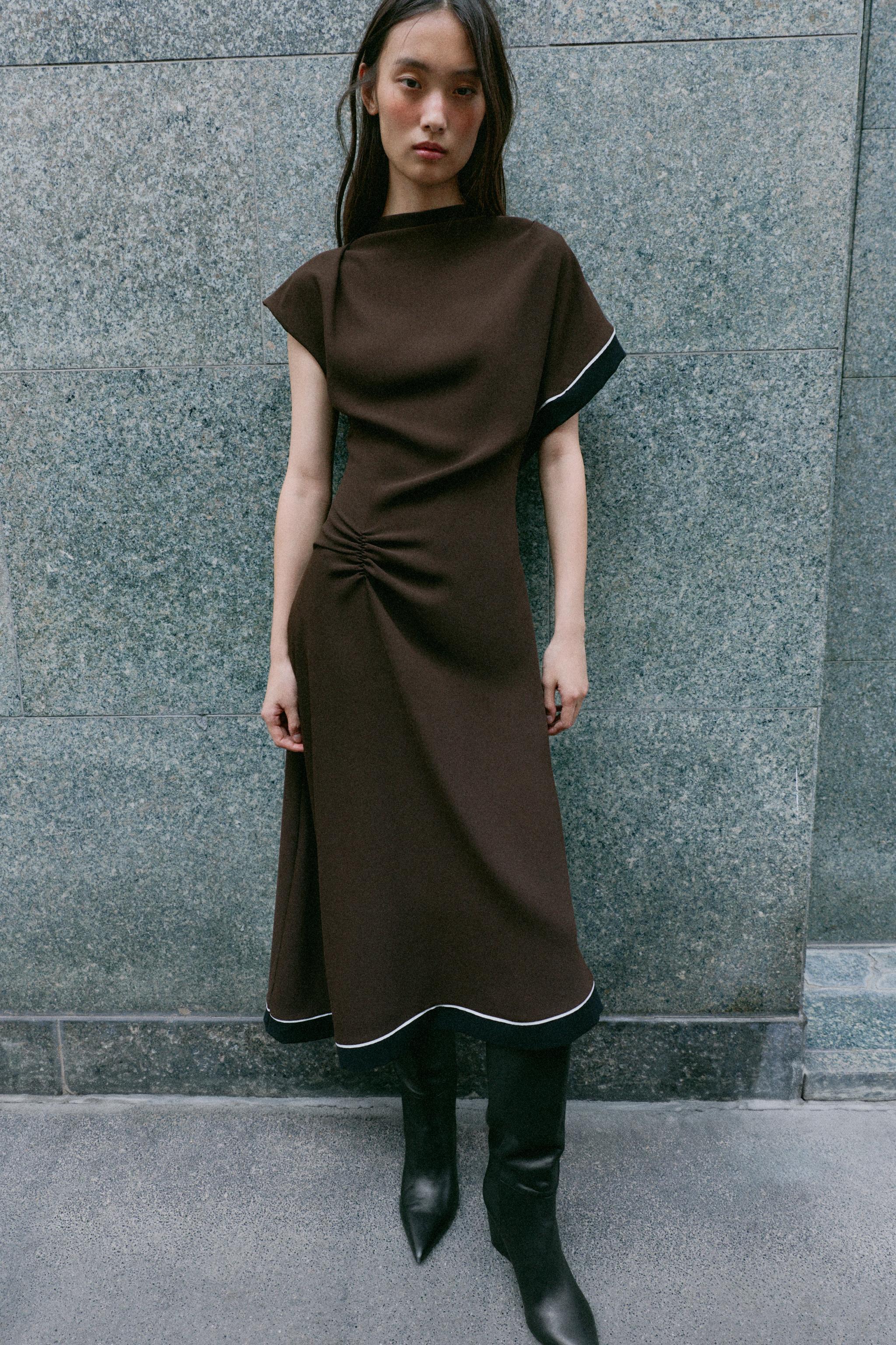 ASYMMETRIC MIDI DRESS — ZARA
