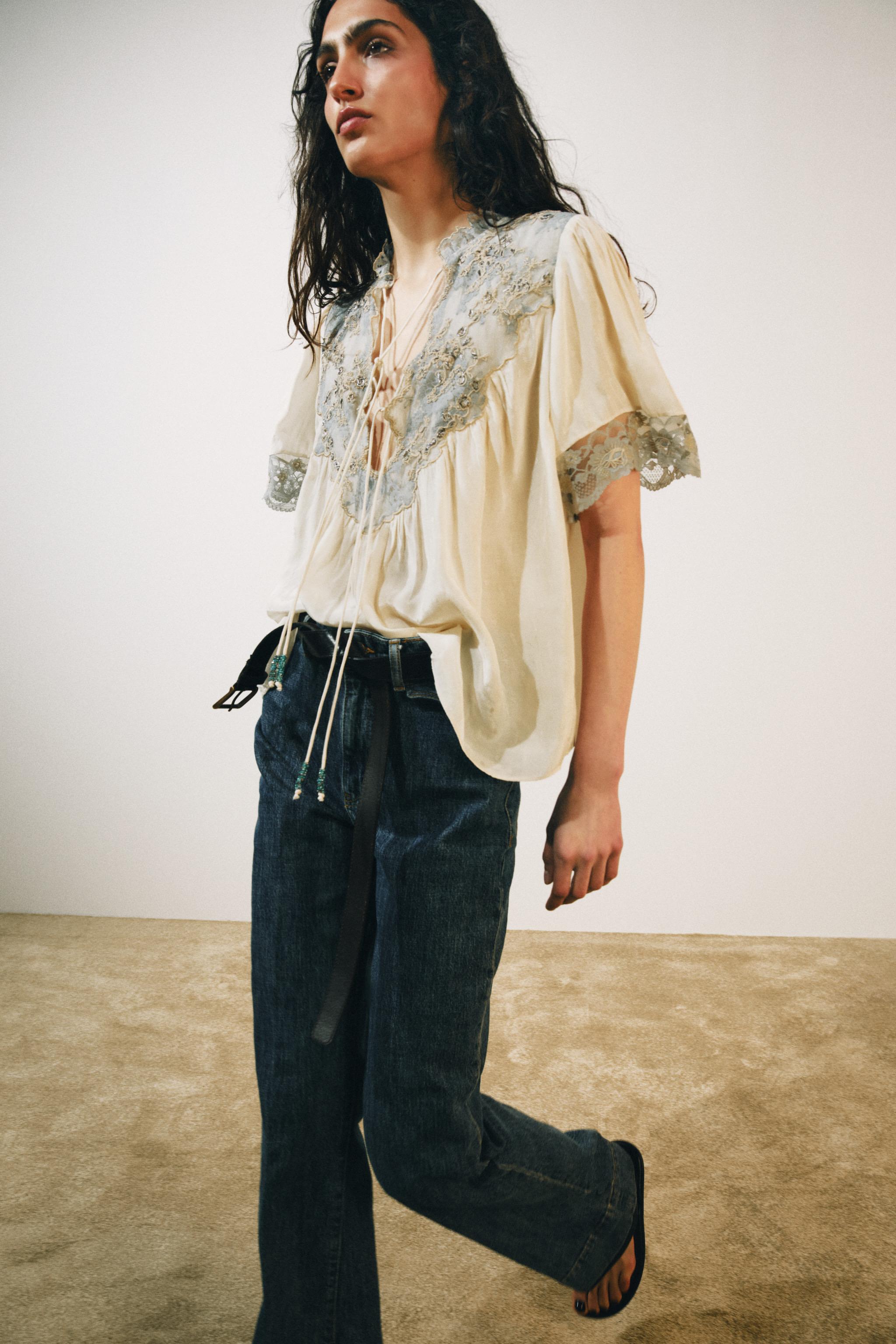 РУБАШКА С КРУЖЕВОМ ZW COLLECTION — ZARA