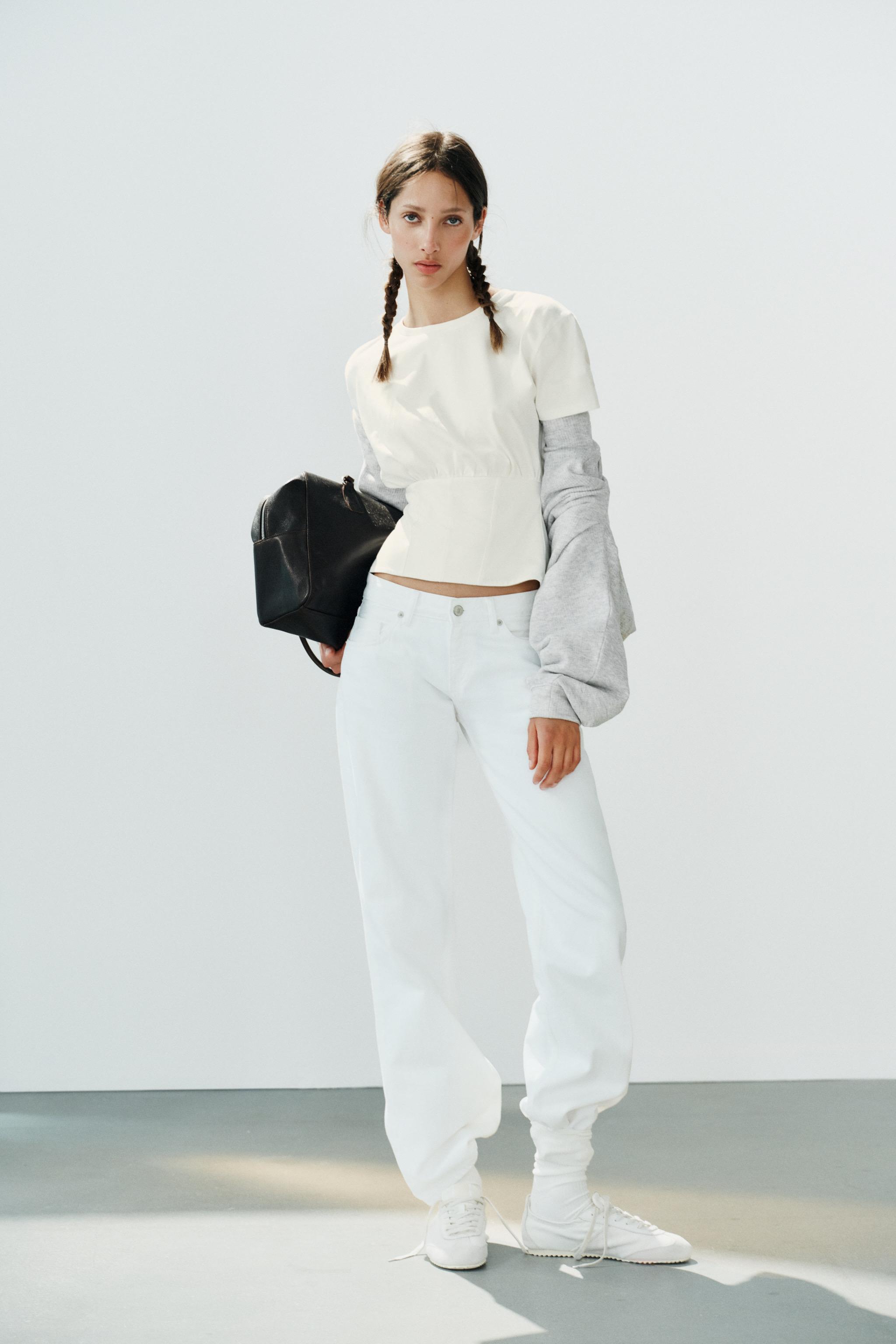 ХЛОПКОВАЯ ФУТБОЛКА С КОРСЕТНЫМ НИЗОМ — ZARA